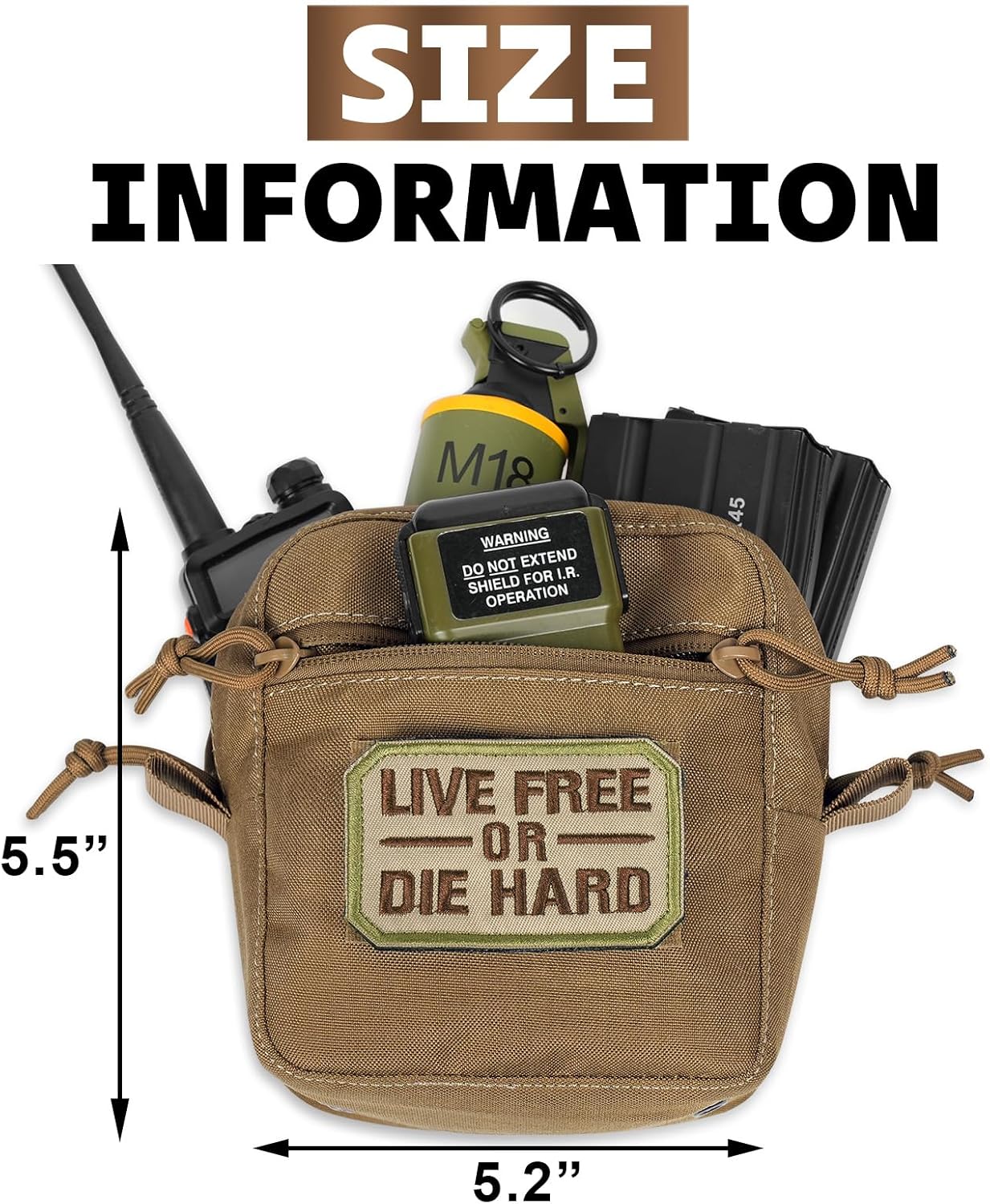 Tactical Molle Admin Pouch,Small GP General Purpose Pouches with Loop Panel for Vest,Gun Belts,Backpack etc. (Coyote Brown) - Image 4