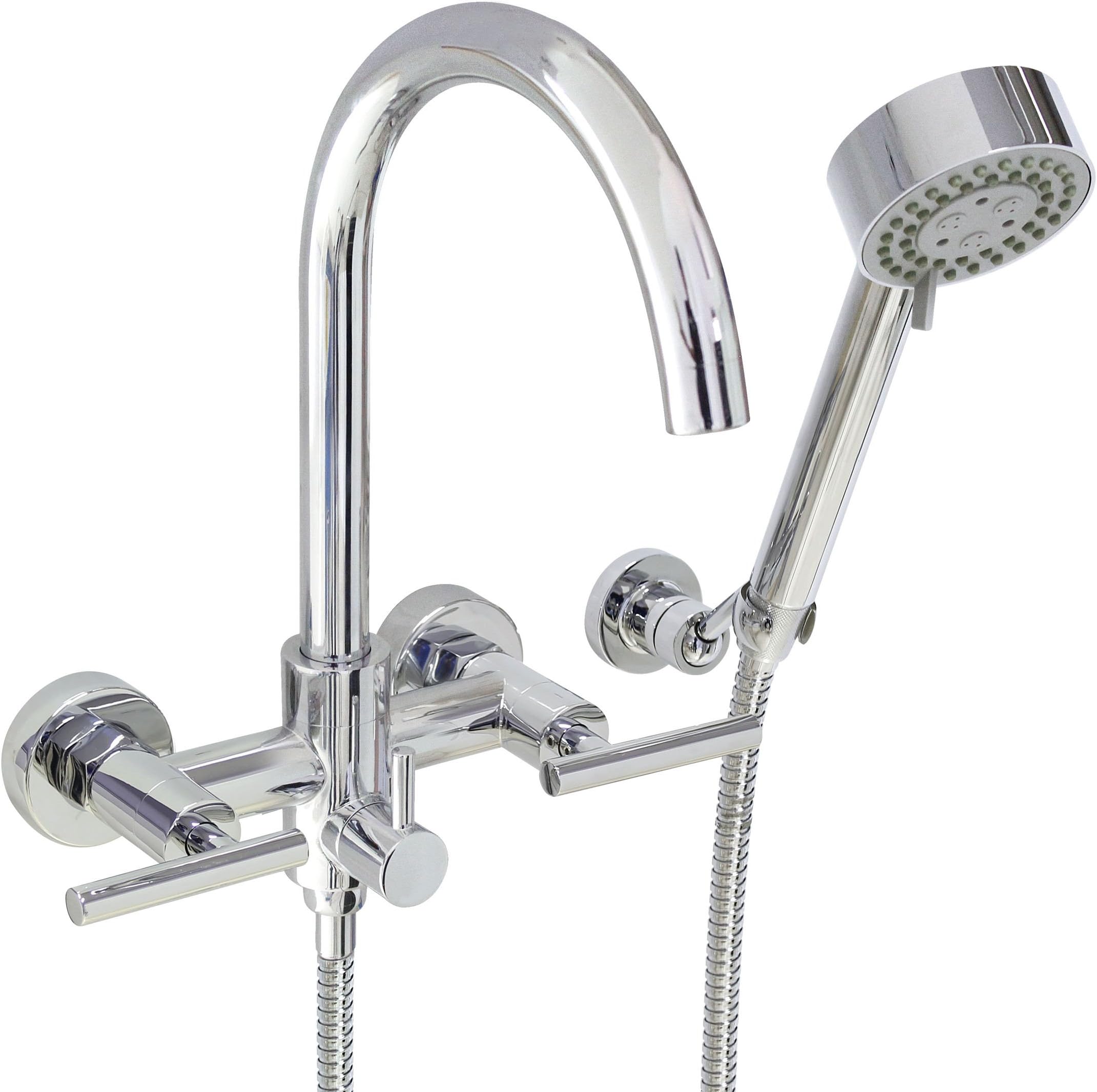 6" European Style Tub & Shower Mixer with Hand Held Shower Set – Lever Handles - Made of BRASS - 5 Year Warrantee