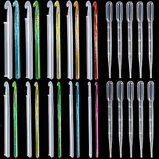 MIKIMIQI 10 Pcs Crochet Hooks Resin Molds with 10 Pcs Droppers for DIY R...