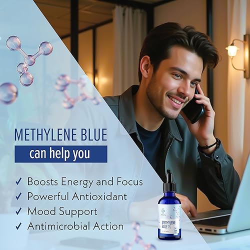 Miniatura 4 de Azul de metileno grado farmacéutico 2oz  USP grado 1% solución, suplemento de salud cerebral probado por terceros azul de metileno para humanos, sin