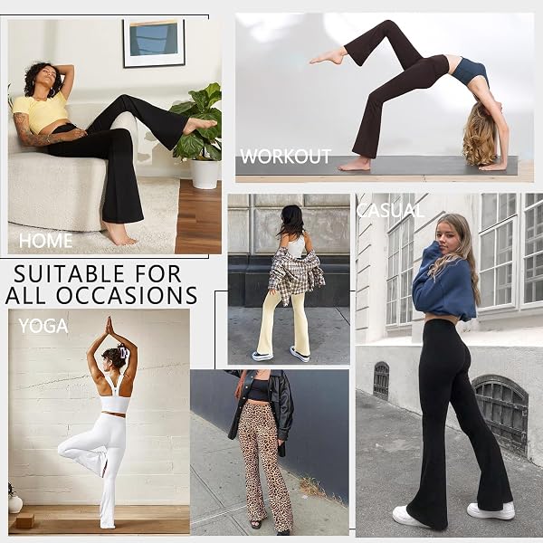 ACTINPUT Yoga Pants for Women Flared Leggings High Waisted Bootcut Black Trousers Women's Workout Bootleg Stretchy Leggings - 5