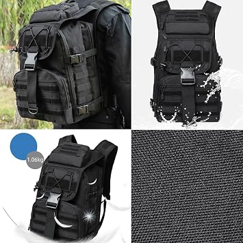 Tactical Backpack 35L Waterproof Backpack for Travelling Tool Backpack Mens Rucksack for Men Military Backpack Hiking Backpack (Black)