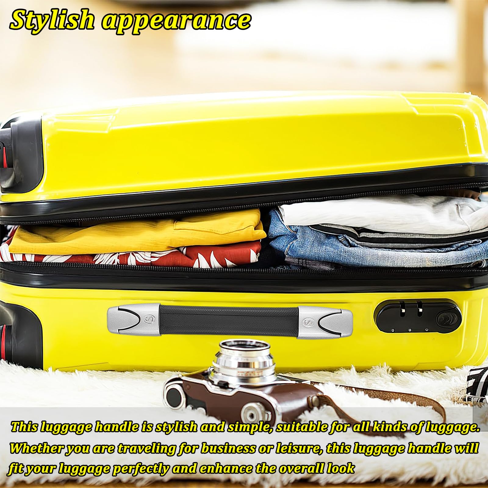 2 Maniglie Per Valigie In Plastica E PU - 23 Cm, Nero E Argento, Con Viti E Rondelle - Foto 9