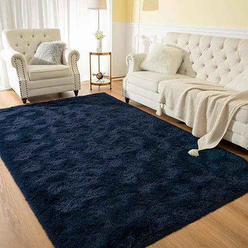 Miniatura 5 de Softlife - Alfombra de área para sala de estar de 3 x 5 pies, peluda, suave y mullida, de peluche largo, para habitación de los niños, guardería,