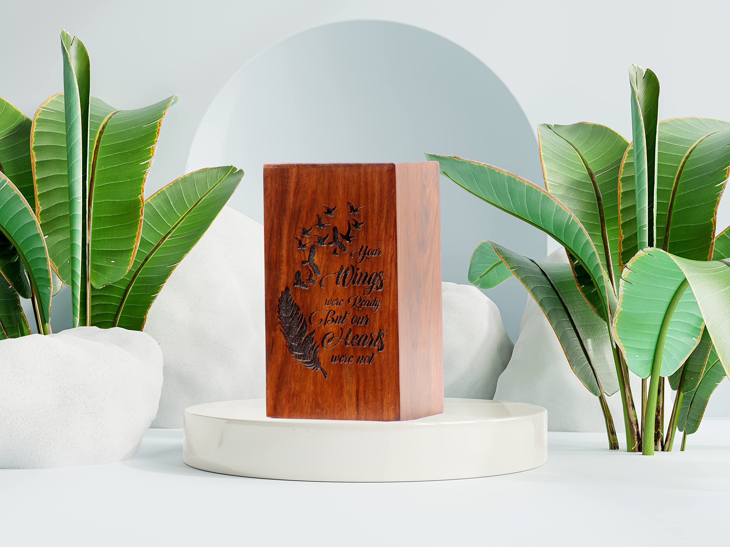 Merit Wooden Craft Hand-Crafted Adult Cremation Urn - Rosewood Hummingbird Design, 250 Cu/In Capacity