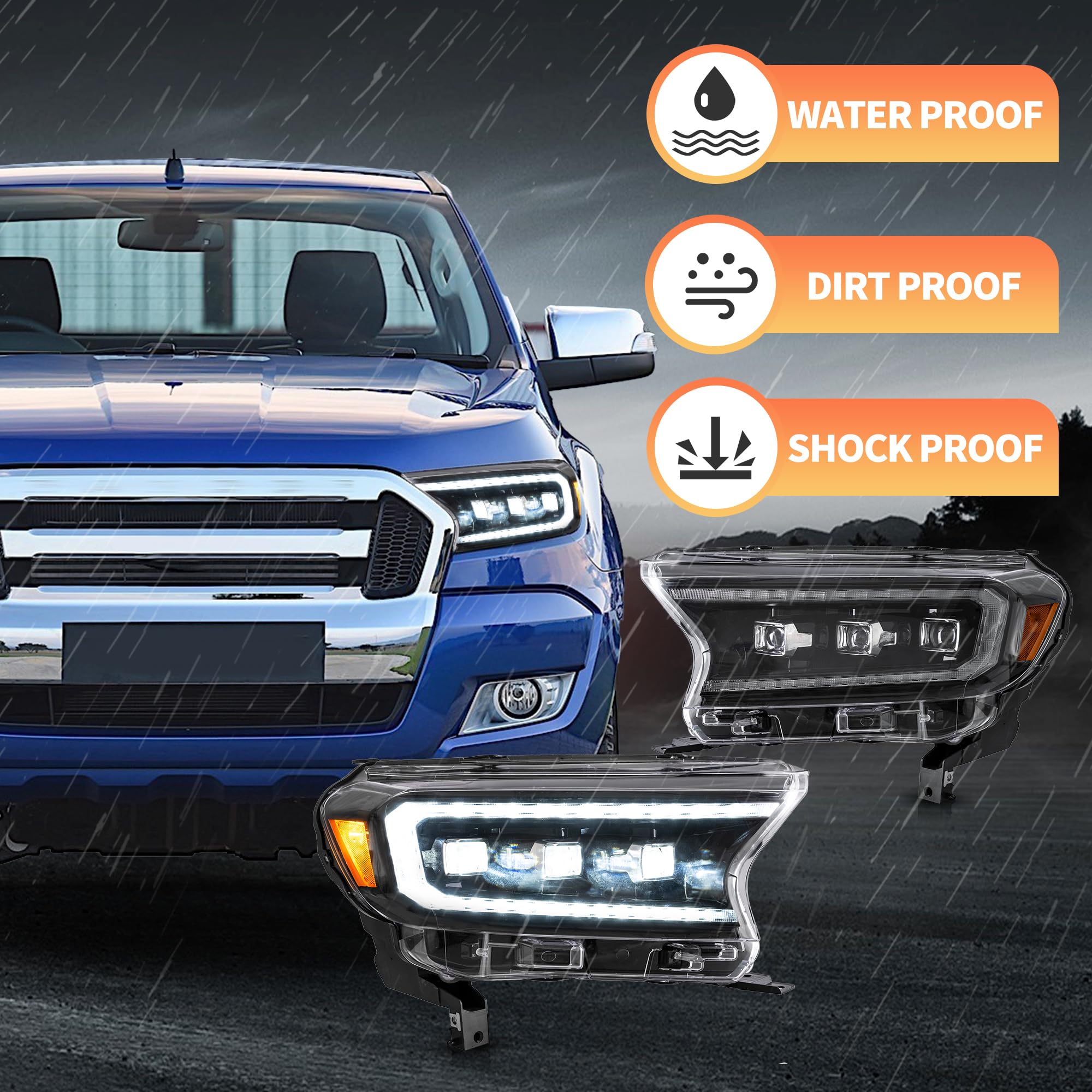 VLAND Led-koplamp geschikt voor Ranger T6 T7 T8 T8 XL XLT Wildtrak Raptor 2015-2021, met sequentieel dagrijlicht (LED Matrix, gele reflector VLAND Led-koplamp geschikt voor Ranger T6 T7 T8 T8 XL XLT Wildtrak Raptor 2015-2021, met sequentieel dagrijlicht (LED Matrix, gele reflector