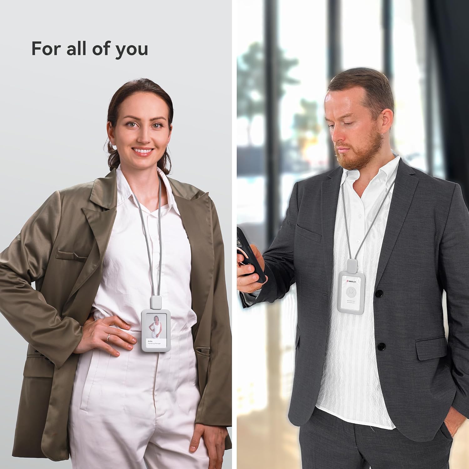 Premium ID Badge Holder with Lanyard, Retractable Badge Reel, Safety Breakaway Buckle, 2 Card Slots Soft Silicone ID Card Holder Vertical for Office Staff Teachers Employees Gray - Image 9