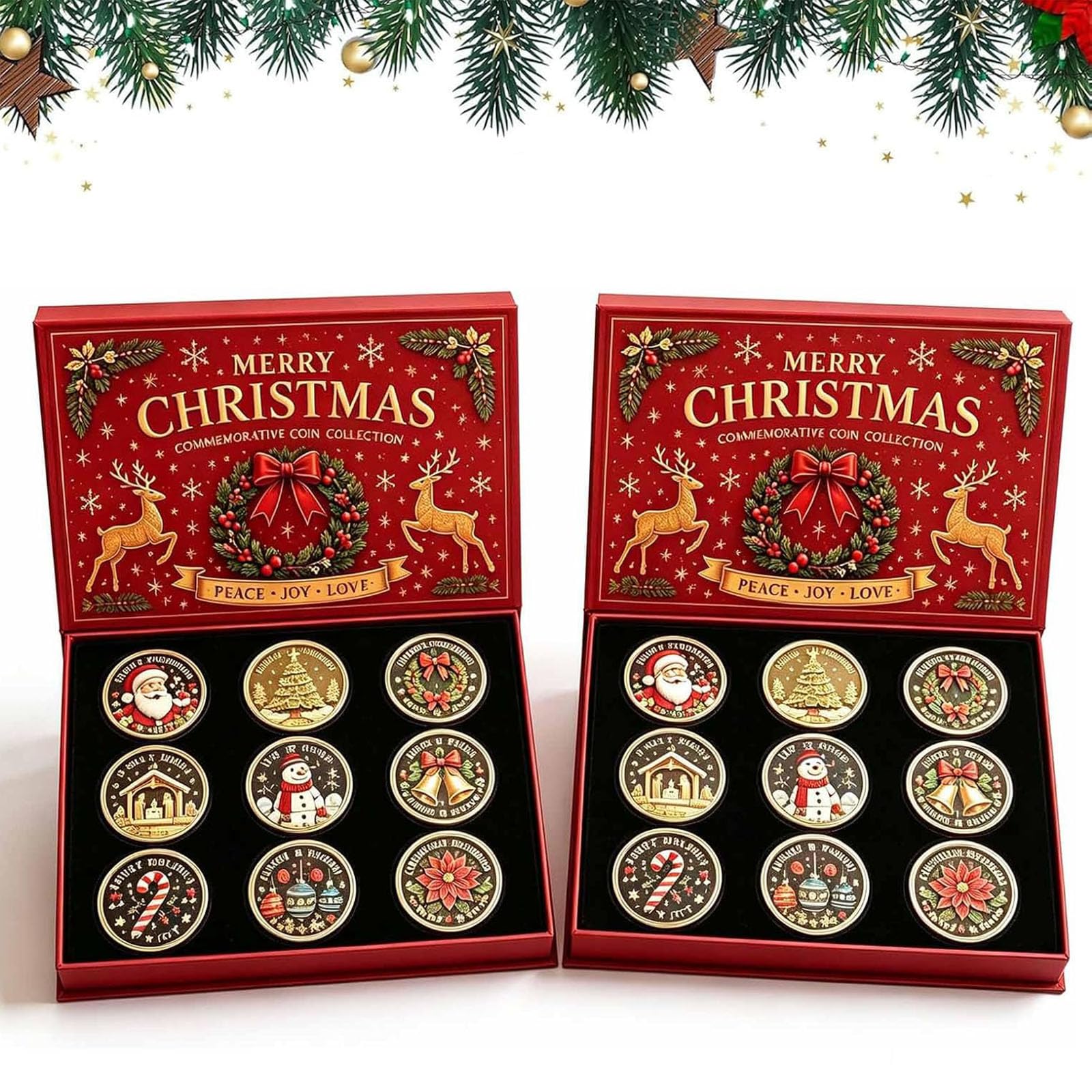 Collezione di Monete Commemorative Natalizie, Set da 9 Pezzi (2pc)