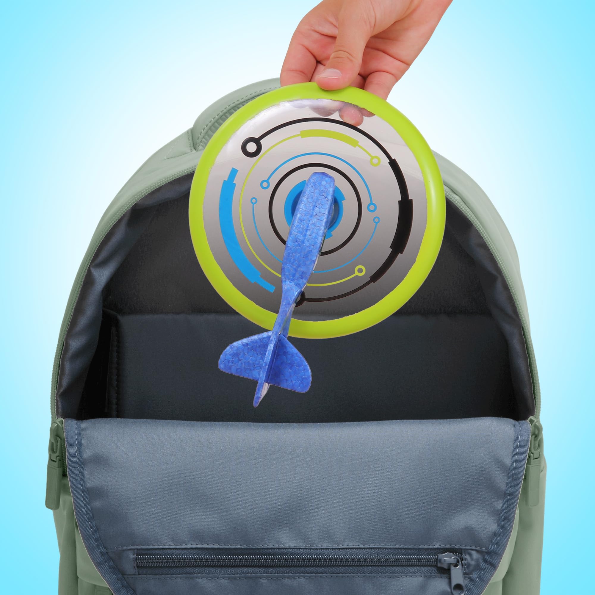 Zoom Verde, Divertido Juego al Aire Libre, Lánzalo como un Disco y Observa cómo Planea por el Cielo como un Avión, Juguete para Niños y Niñas a Partir de 6 Años en Adelante