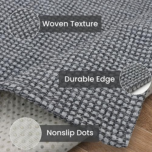 Miniatura 37 de IOHOUZE Alfombra lavable de 4 x 6 pies con parte trasera de goma antideslizante tejida para interiores y exteriores, alfombra para entrada