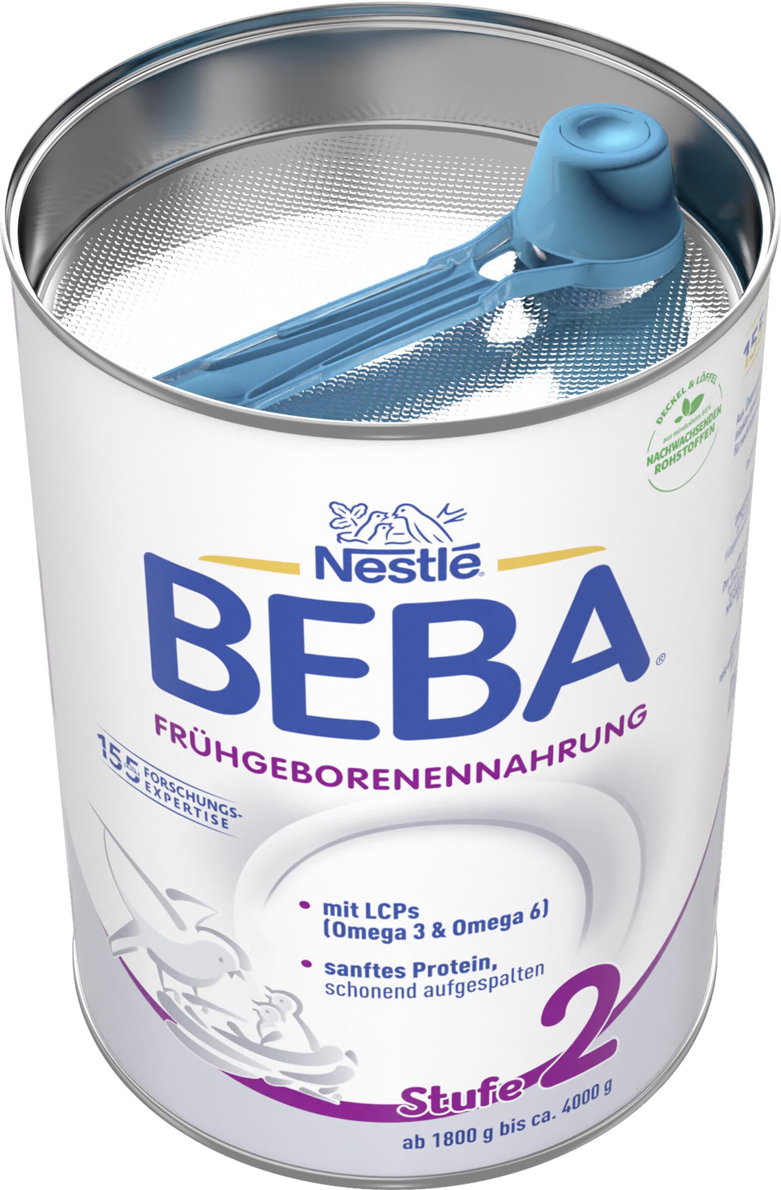 BEBA Frühgeborenennahrung Stufe 2, Spezialnahrung für Frühgeborene und untergewichtige Neugeborene, 12er Pack (12 x 400g)