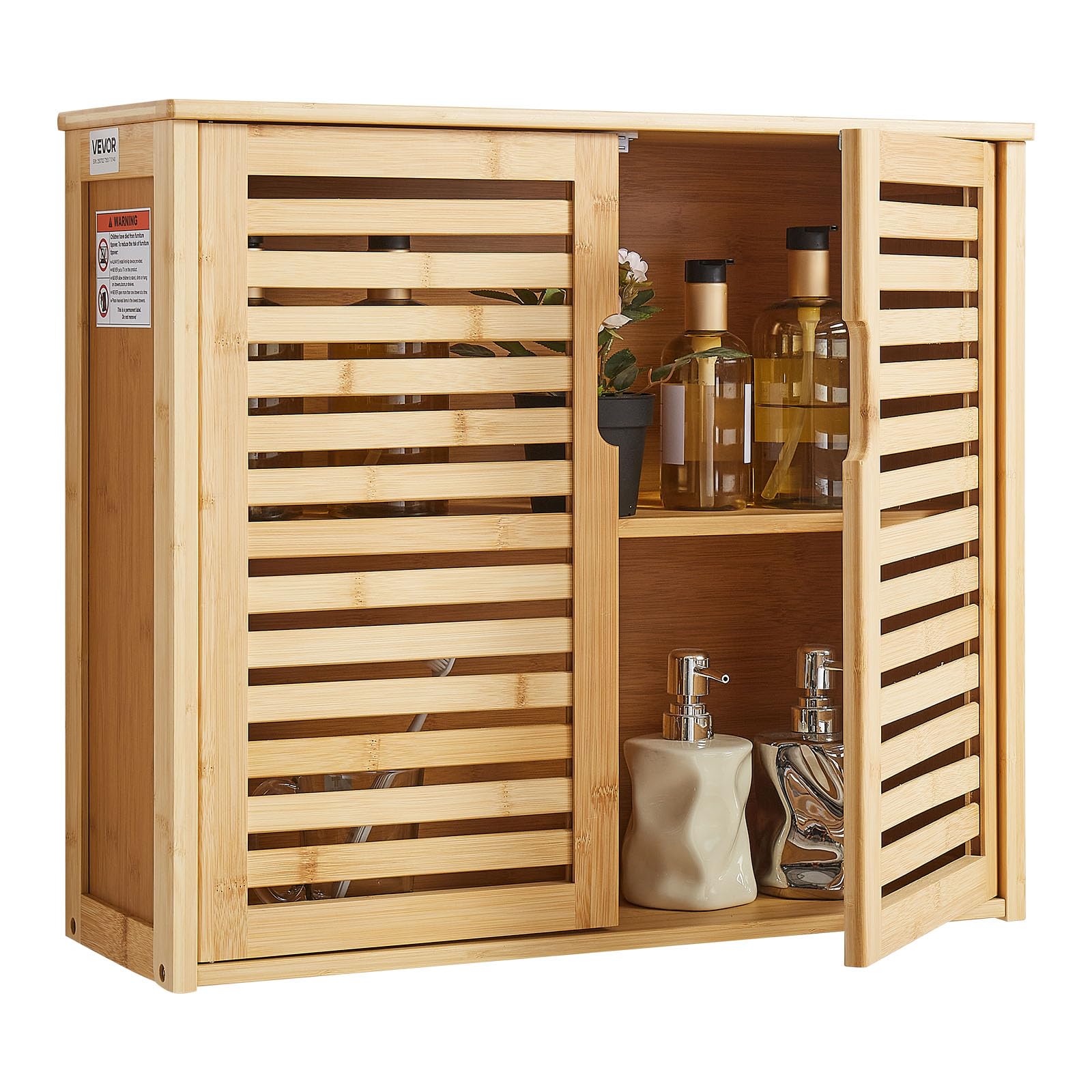 VEVOR Armario de Pared para Baño con 2 Puertas y Estantes de Altura Ajustable, Ideal para Colgar sobre el Inodoro, Cocina, Baño o Lavadero, Resistente a la Presión y al Agua, 590 x 208 x 510 mm