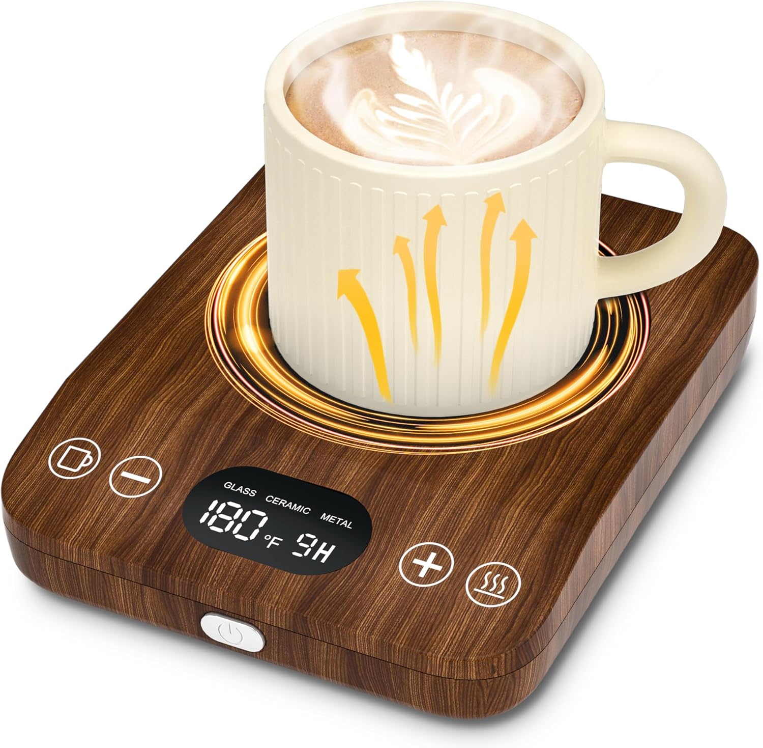 Calentador de taza de café, calentador de café para escritorio con 9 ajustes de temperatura, temporizador de 9 horas, plato calentador de café