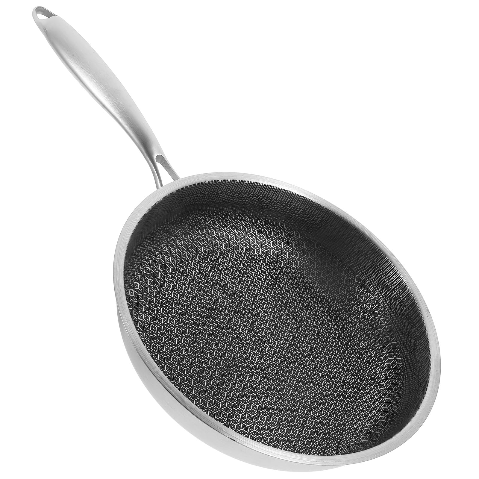 Wok Design Semplice per Superficie a Nido D'ape e in Acciaio Inossidabile Padella Antiaderente, Manico Ergonomico Linee Eleganti Cucina Griglia