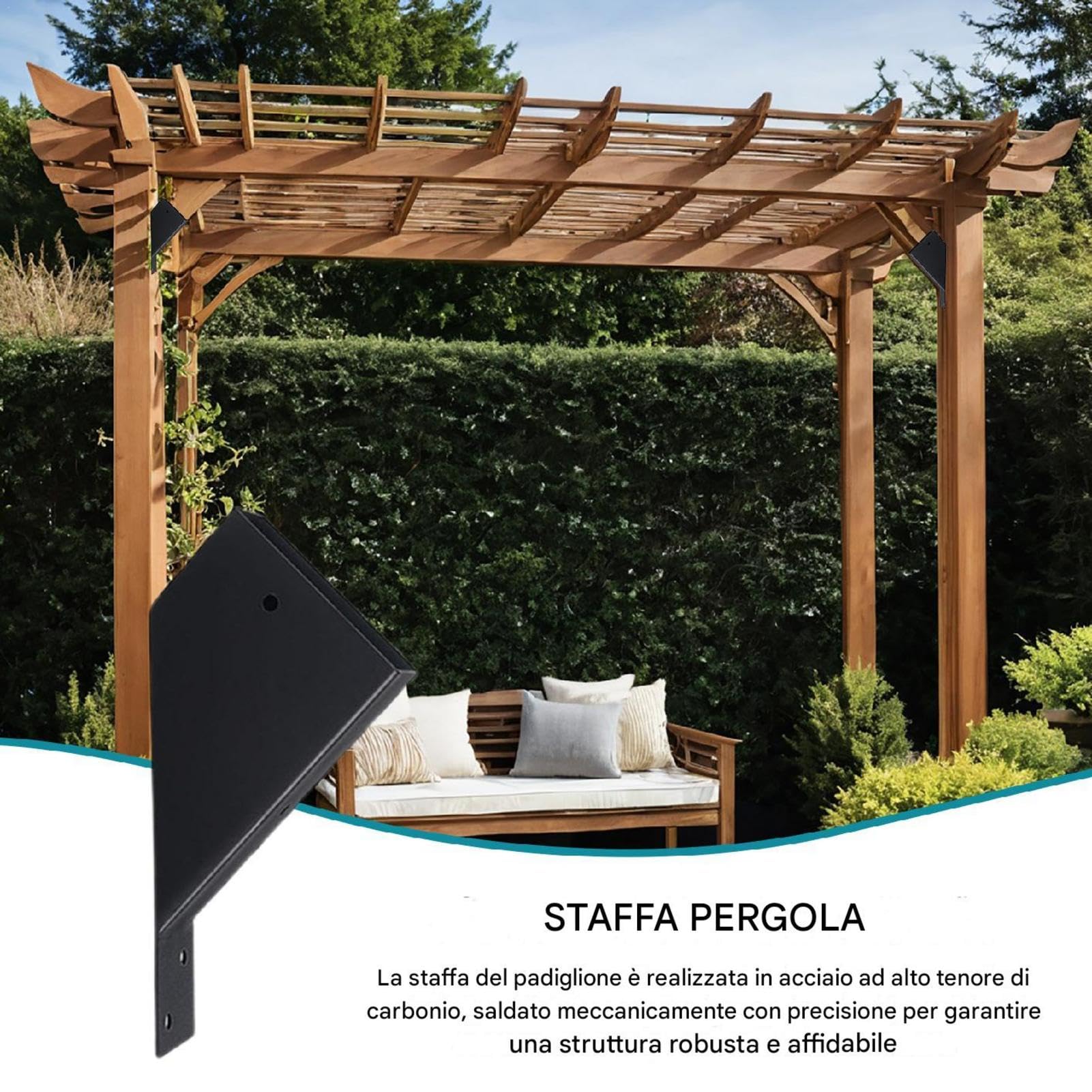 Pergola-Winkelverbinder Metall-Winkelverbinder | 4-teilige Holz-Pergola-Stützhalterungen für Innen- und Außenbereiche, Terrasse, , Deck, Dach, , Fahnenmast