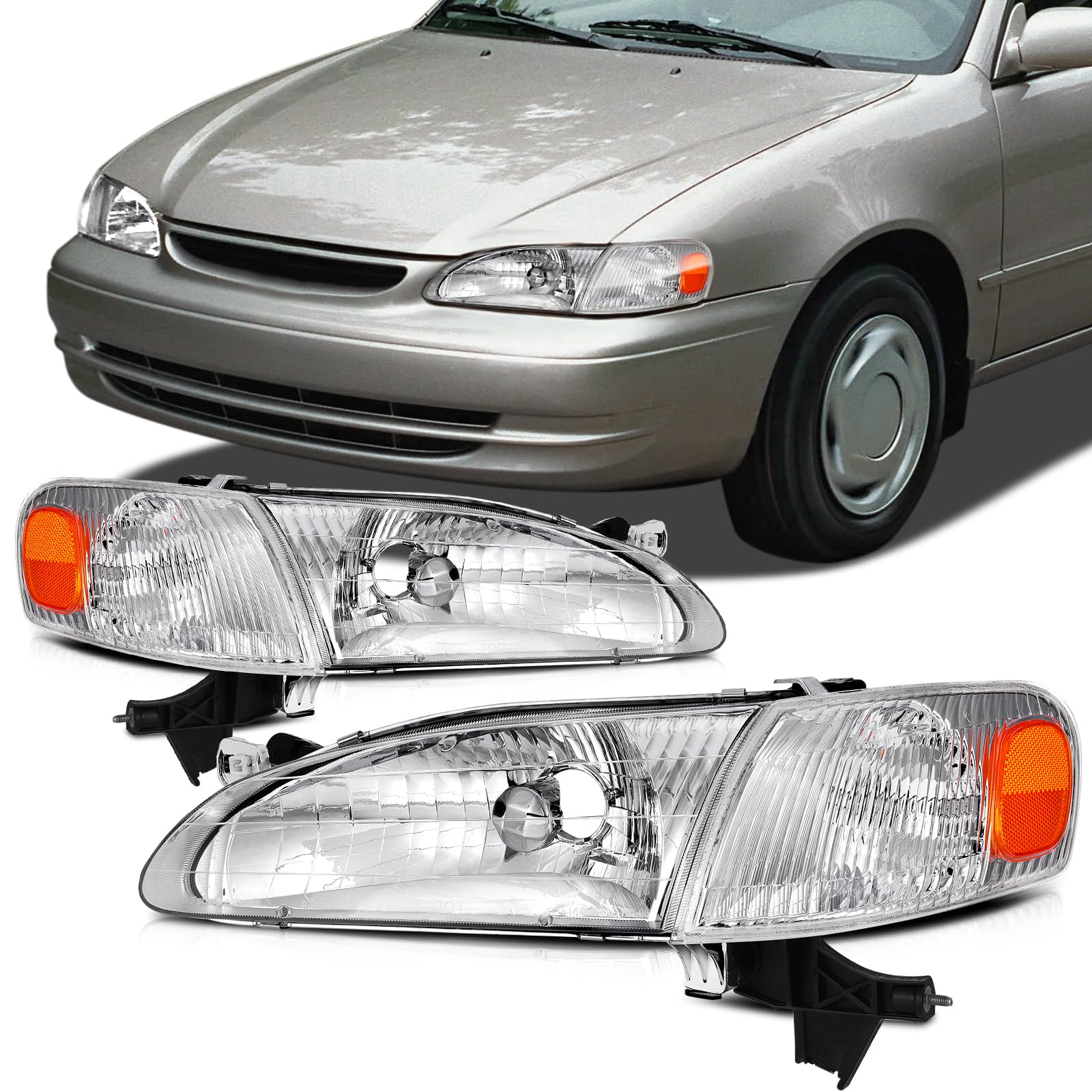 SCITOO Headlight Assembly Fit 2014-2021 For Toyota 4Runner Black Housing Amber Reflector Pair Headlights 81170-35571 — view 31