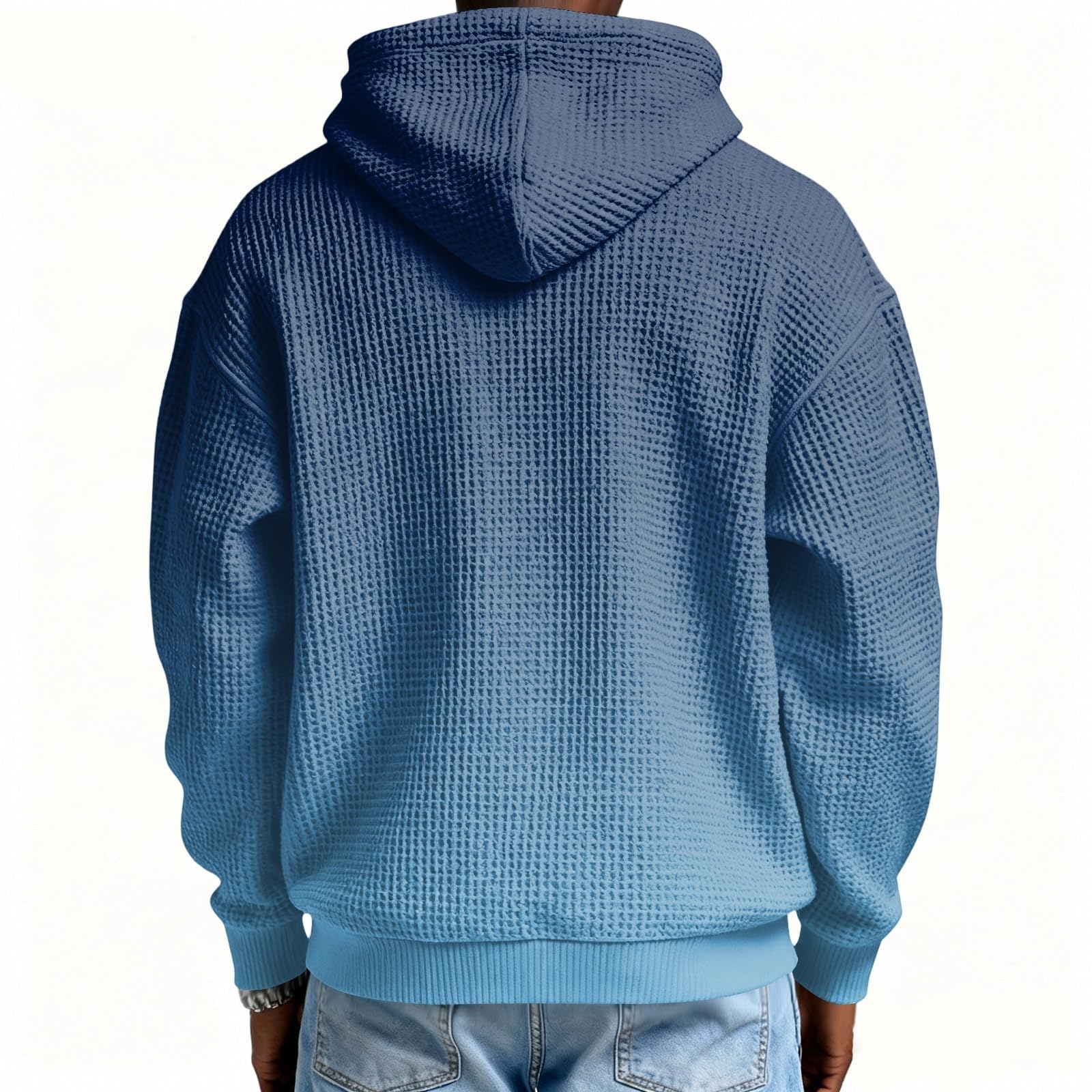 Sudaderas con Capucha Corta Men's Gradient Long Sleeved Hooded Sweatshirt Outerwear Originales (Blue, XXL) Clothing Chaqueta Hombre Entretiempo Sudadera Cremallera Gimnasio Ropa Anti