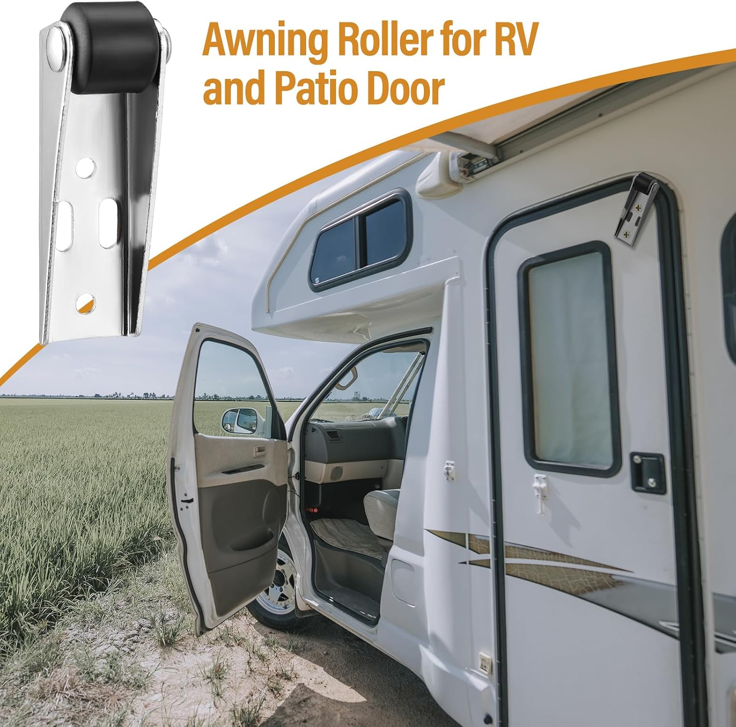 MorningRo Awning Door Roller Patio RV Awning Covers Protectors RV Screen Door Slider Panel Camper Screen Room Attachment for Camping Trailer Canopy