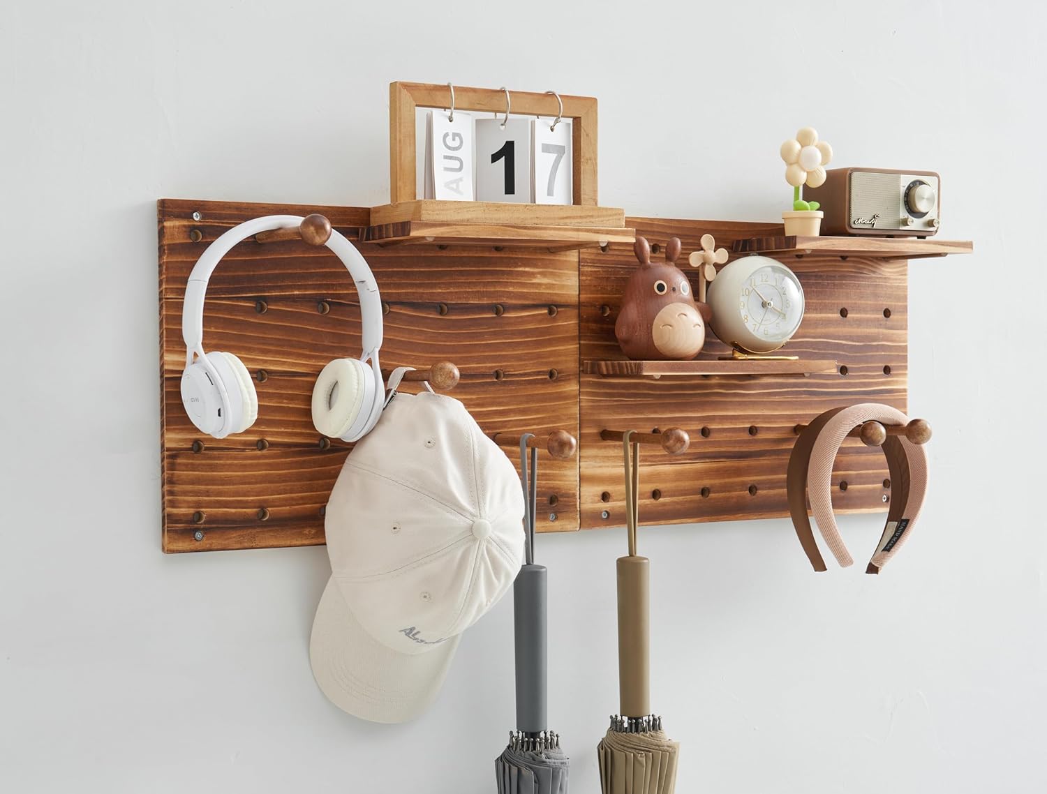 Peakora Wooden Rectangular Pegboard Combination Wall Organizer Kit Wood Colored Modular Display Pegboard Panel Kits Diy Hanging Peg Board Panel Home - View #10