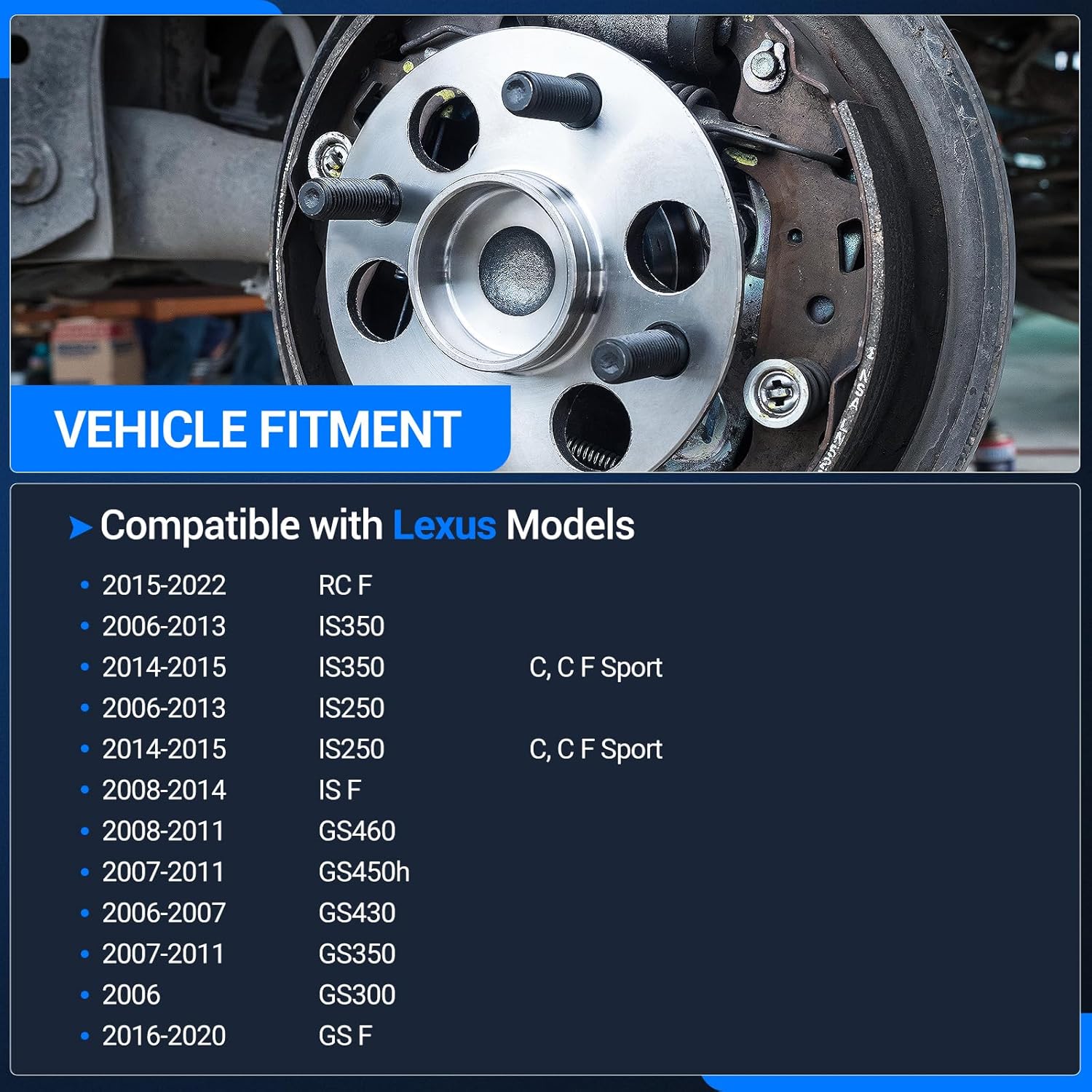 Autoround 512337 Rear Wheel Bearing and Hub Assembly Fit for 2006-2022 Lexus IS350, IS250, GS460, GS450h, GS430, GS350, GS300, GS F, RC F, is F, 5 Lug w/ABS
