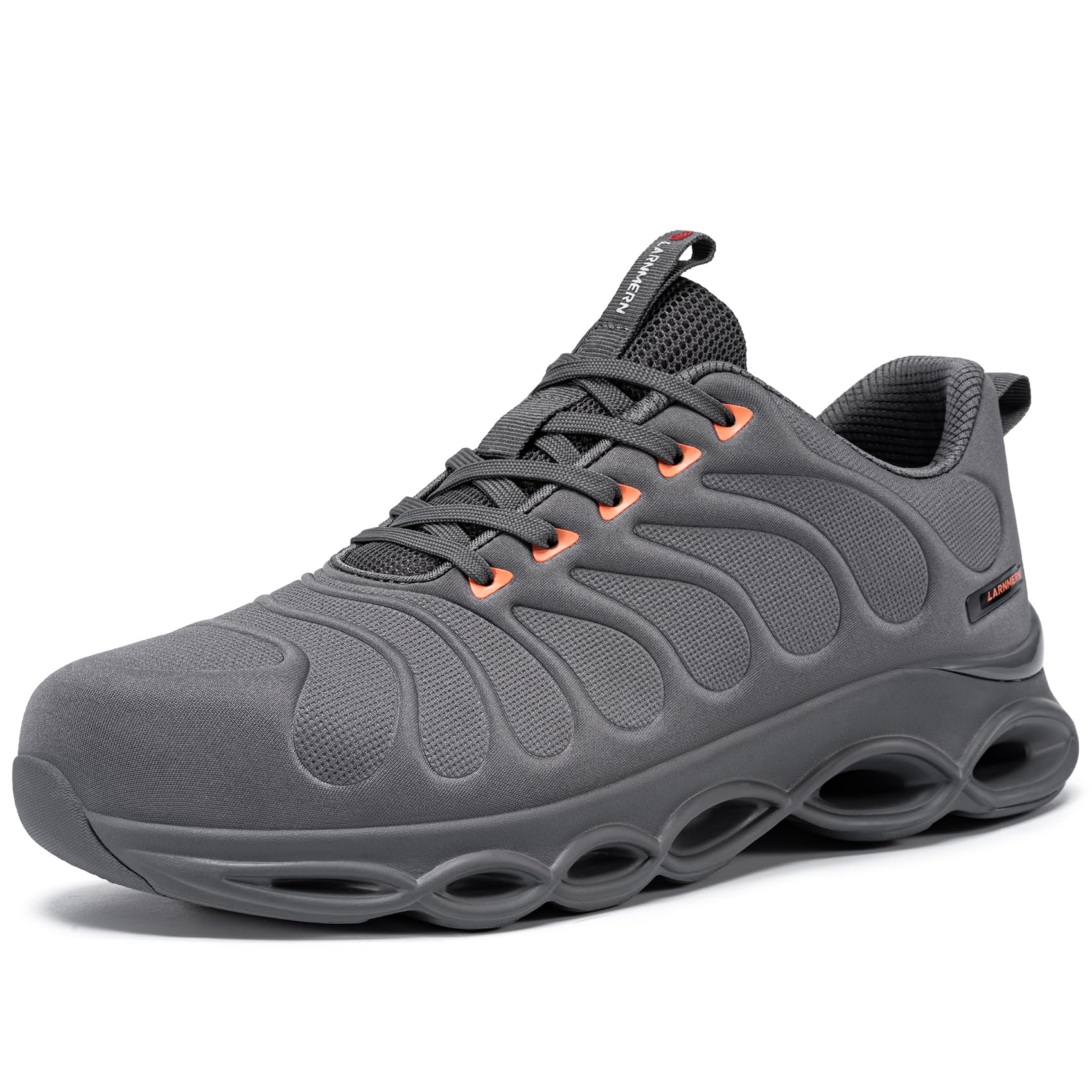 LARNMERN Scarpe Antinfortunistiche Uomo Scarpe Antinfortunistica Moda Traspiranti Leggere con Punta in Acciaio Ammorti Scarpe da Lavoro Comodo