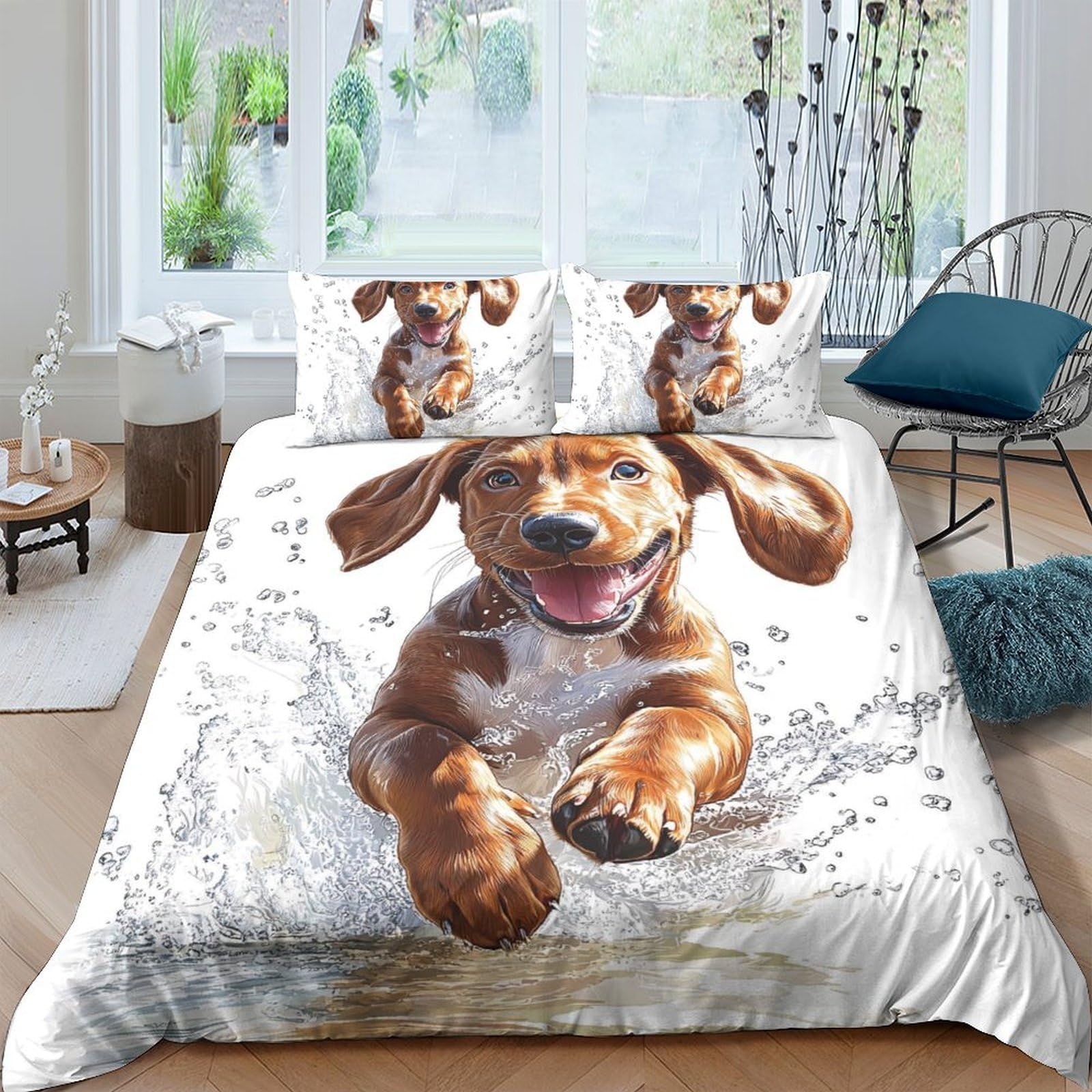 Ctjqhvkz Style-3 3D Printed Playful Brown Dog Fitted Sheet Microfiber Soft Bed Cover For Bedroom Guest Room Mattress Protection Decor Single（135X200cm）