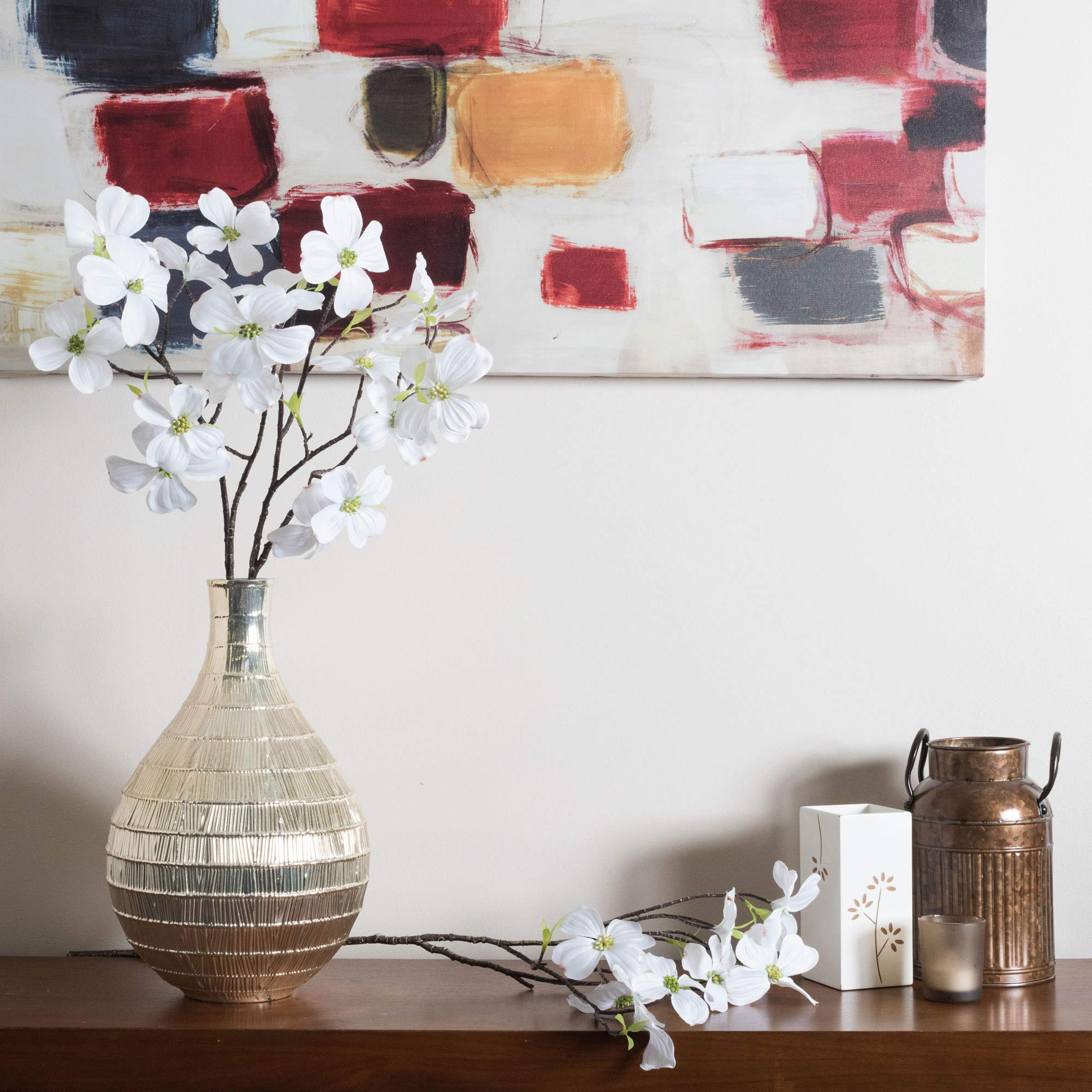 Vickerman 28" Artificial White Dogwood Stem, Set of 3