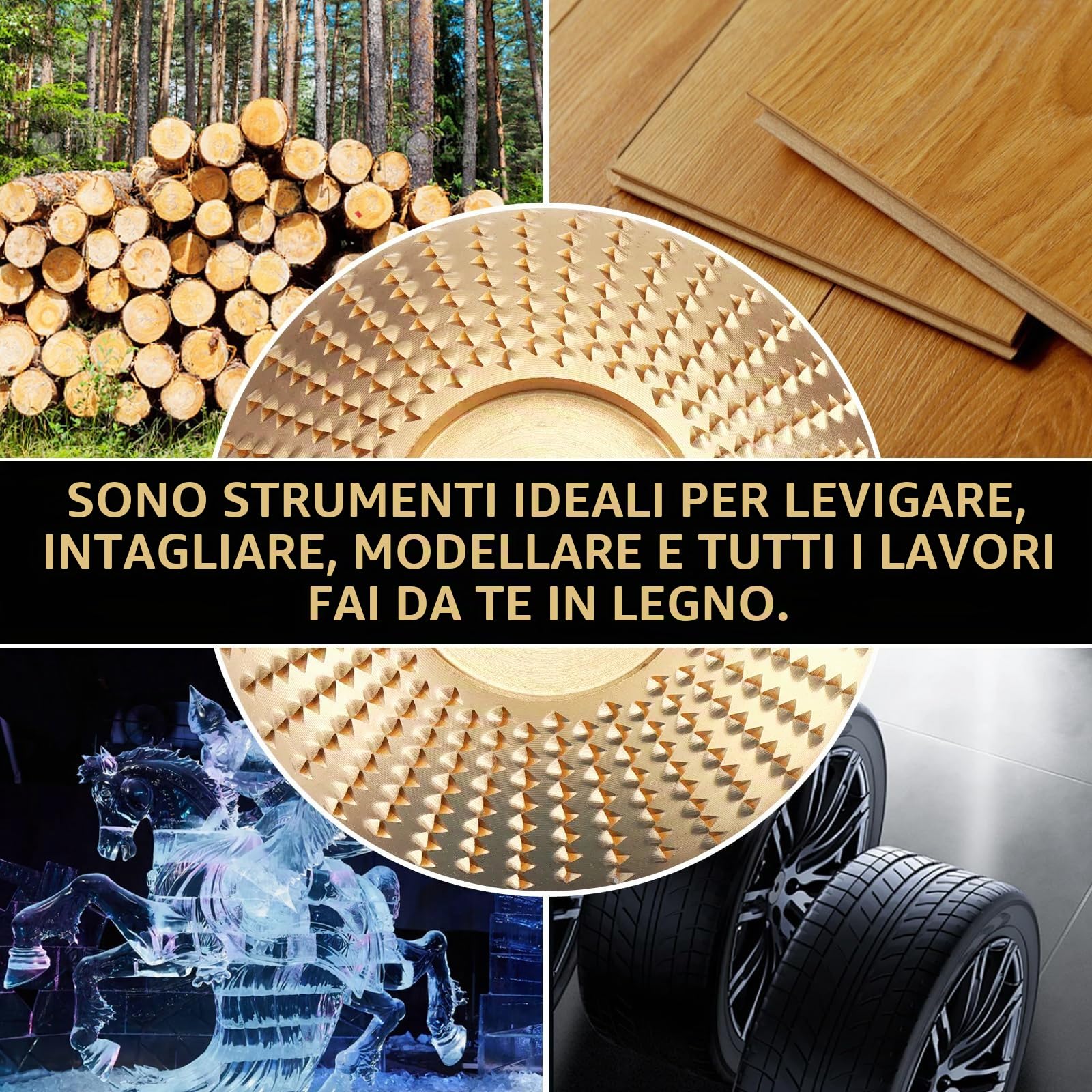 LIROPAU 13 pezzi Intaglio Legno Mola Disco | 100 mm o 115 mm Smerigliatrice Angolare Disco Legno Smerigliatrice per Levigatura Lucidatura e Modellatura