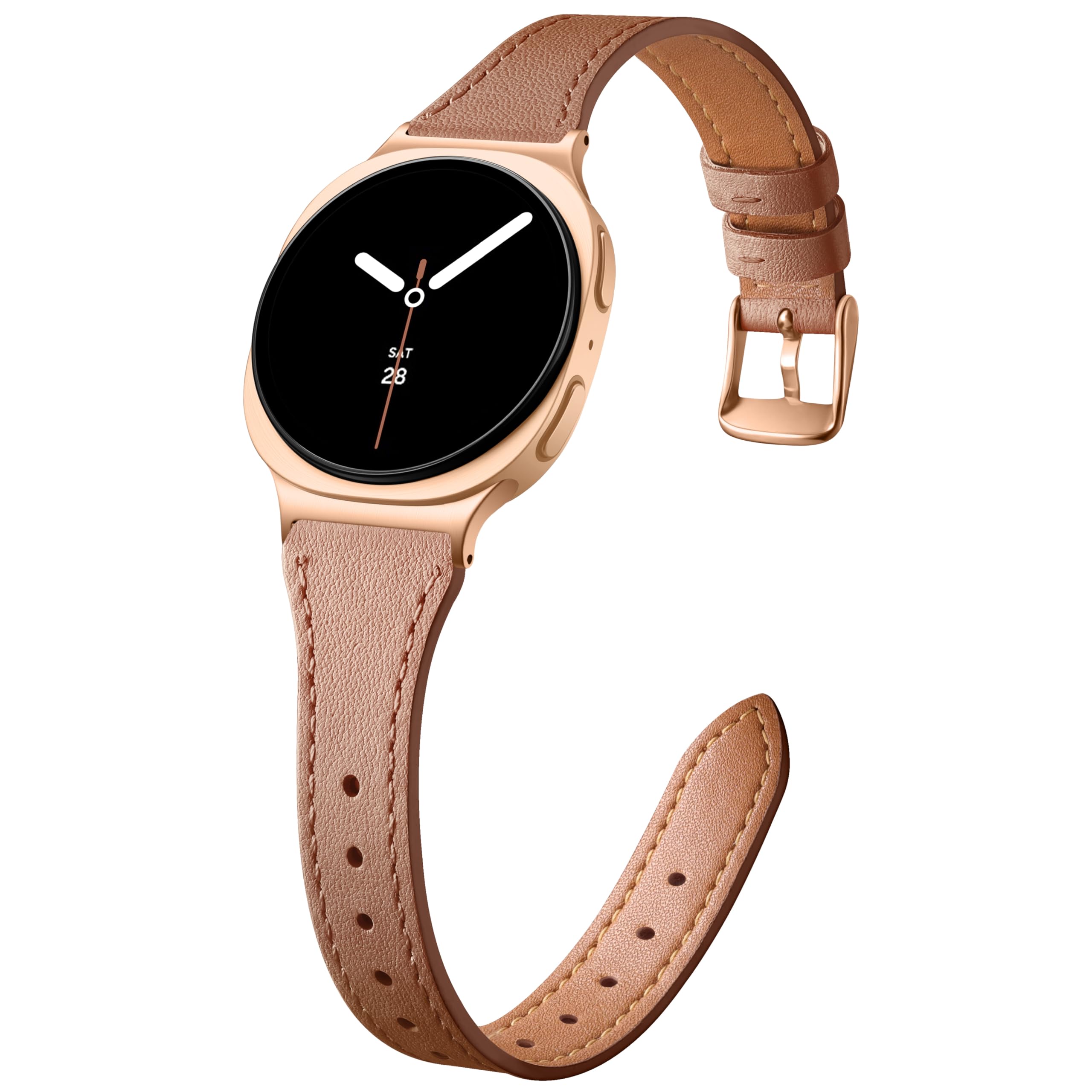 GEAK Slim Leather Band Compatible with Galaxy Watch 8 Band/7 6 5 4 FE 40mm 44mm/5 pro 45mm/8 Classic 46mm/Galaxy Active 2, Soft Genuine Leather Replacement Dressy Strap for Samsung Watch Bands Women