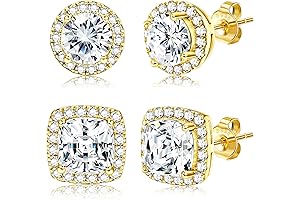 18K Gold Plated Cubic Zirconia Stud Earrings
