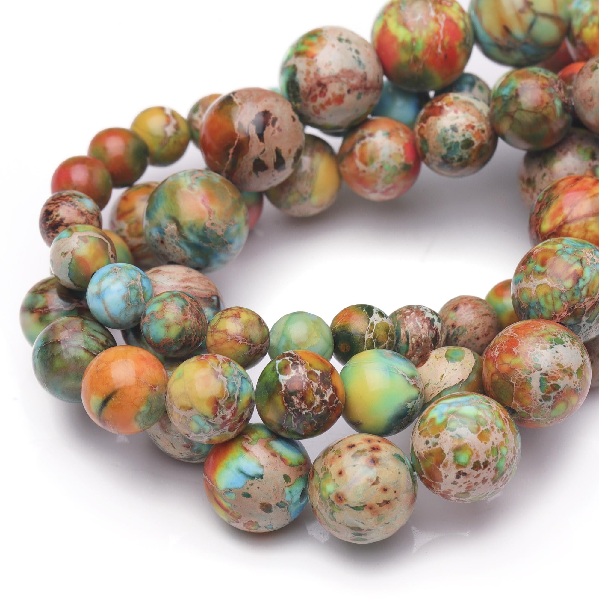 Cuentas de piedra natural Chicager para hacer joyas, 8 mm, jaspe imperial naranja, pulidas, lisas, redondas, para pulseras y collares, 15 pulgadas