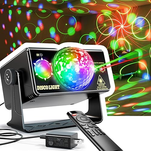 Luces de fiesta Dj Disco Ball Light Strobe LED Iluminación de escenario activado por sonido YUEKEJI con patrones coloridos frescos + control remoto