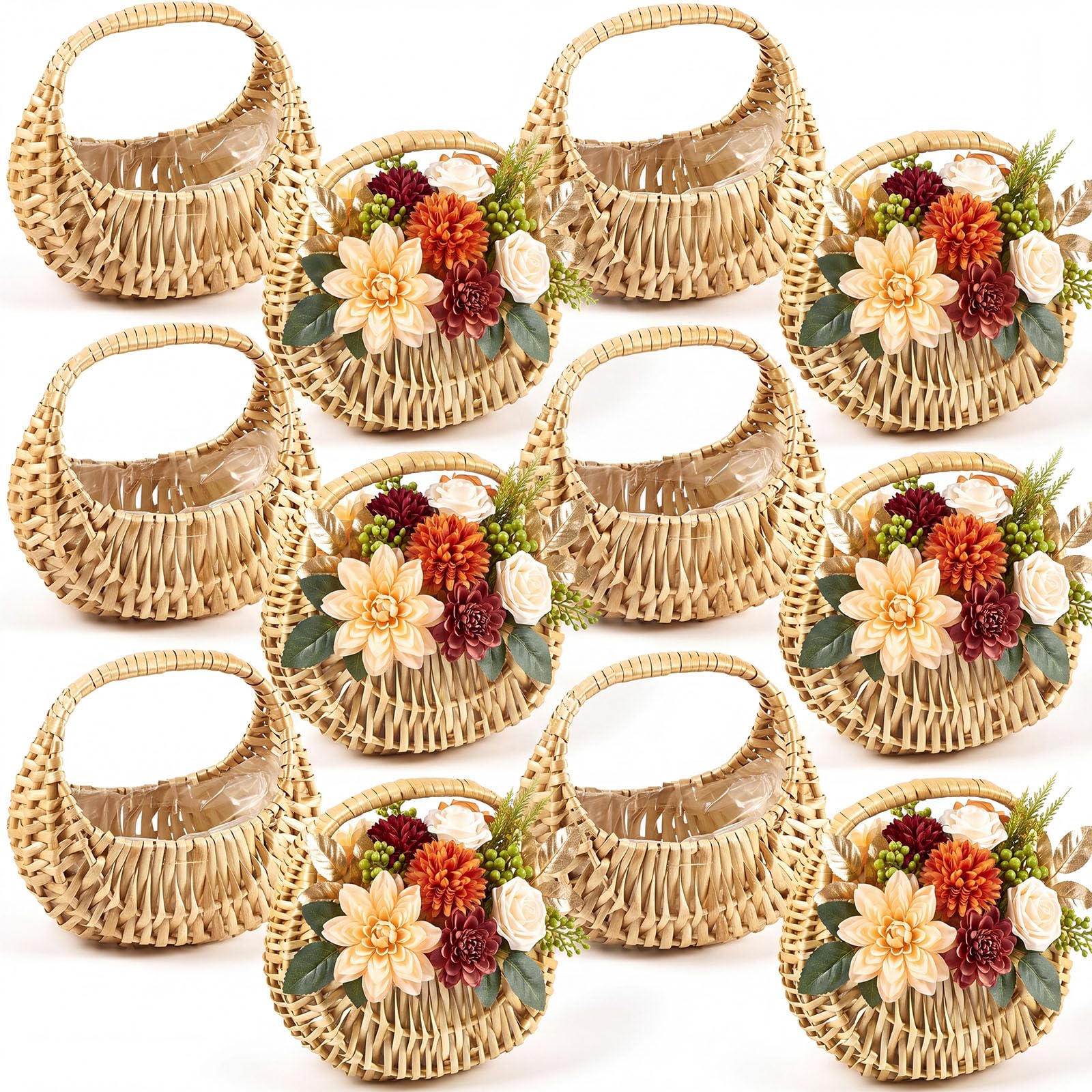 Taiyin 12 Pack Flower Girl Basket with Handle, 6.7 x 6.5 x 4.3 Inch