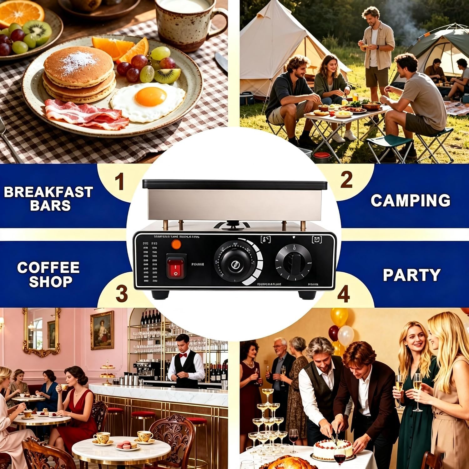 Appareil électrique à 25 Trous pour takoyaki et crêpes, 900 W