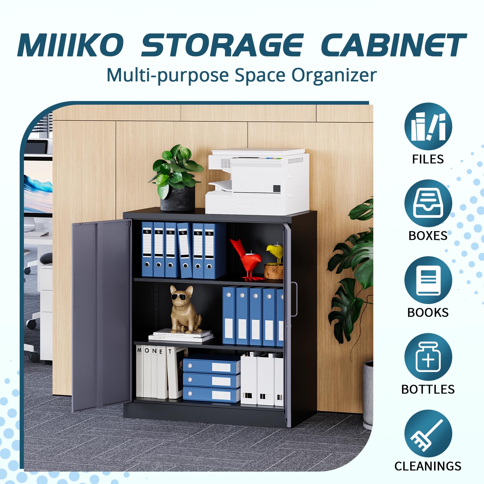金属製キャビネット 4棚付き Amazon.co.jp: MIIIKO 金属製収納キャビネット ベースキャビネット 2