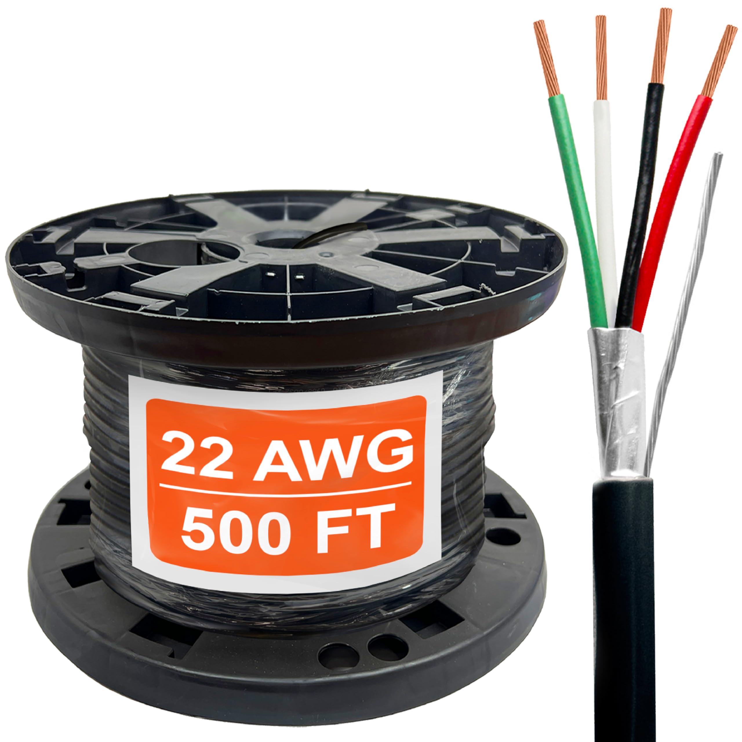 Sprinkler Wire 22 AWG 4-Conductor Shielded Plenum Cable 100 Ft - CL3P ...