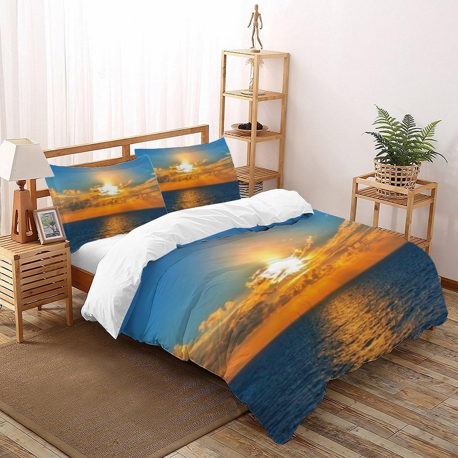 Housse de couette King mer coucher de soleil 3D 220x240cm