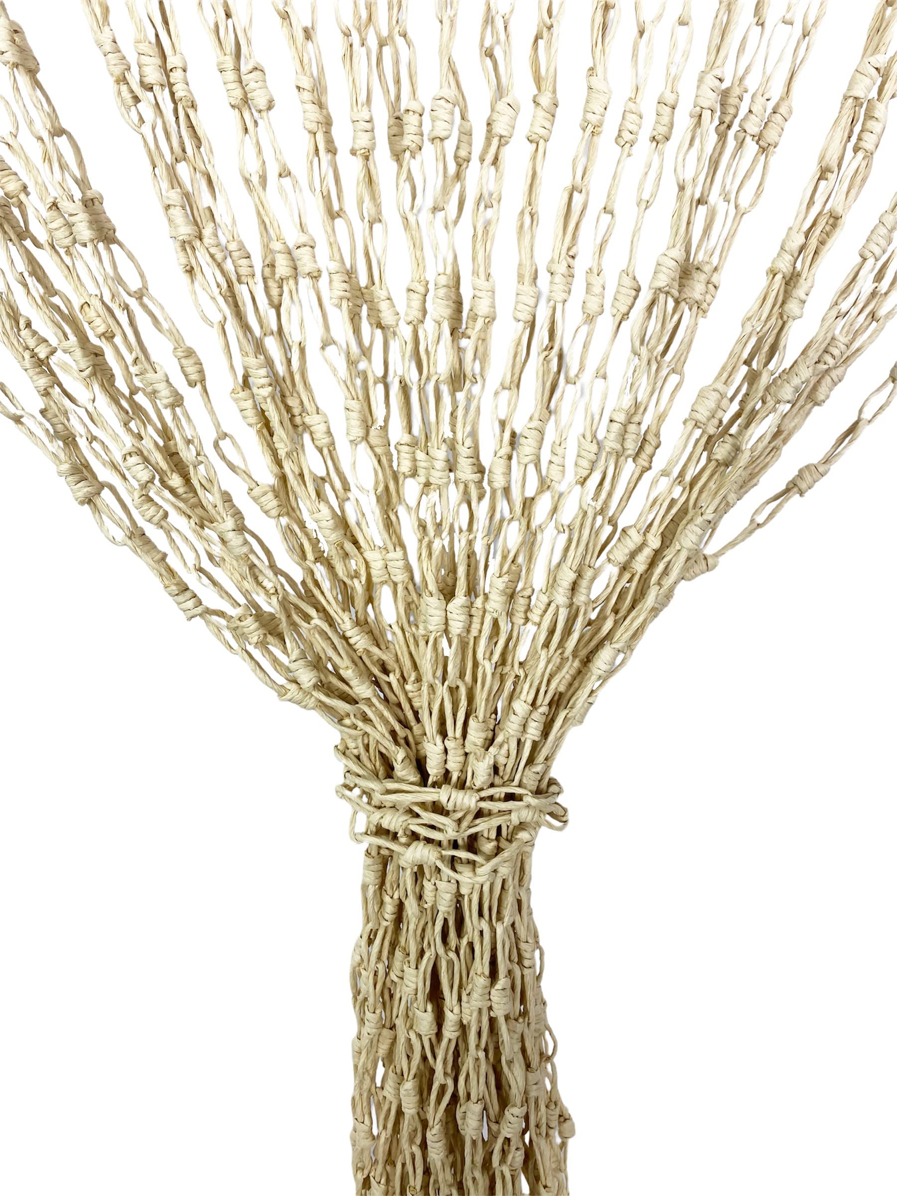 Tex Family Wood© Rideau de chaînettes tressées en fibre naturelle, anti-insectes et antibruit, beige, 120 x 220 cm