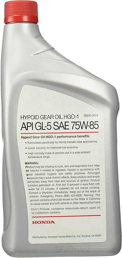 Genuine Honda 08200-9014 Hypoid Gear Oil Hgo-1 Gl-5 75W-85