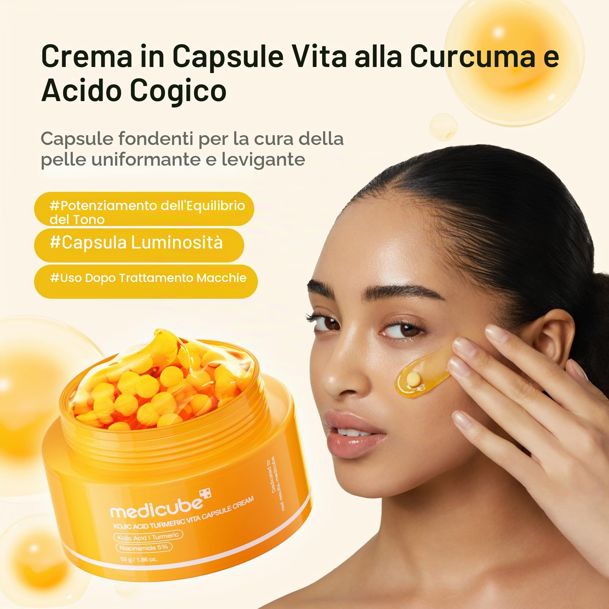 medicube Capsule Cream with Kojic Acid & Turmeric for Uneven Skin Tone | Tone Renewal & Radiance Care for troubled skin | Turmeric, Kojic, Vitamin C | Korean Skincare, 55ml