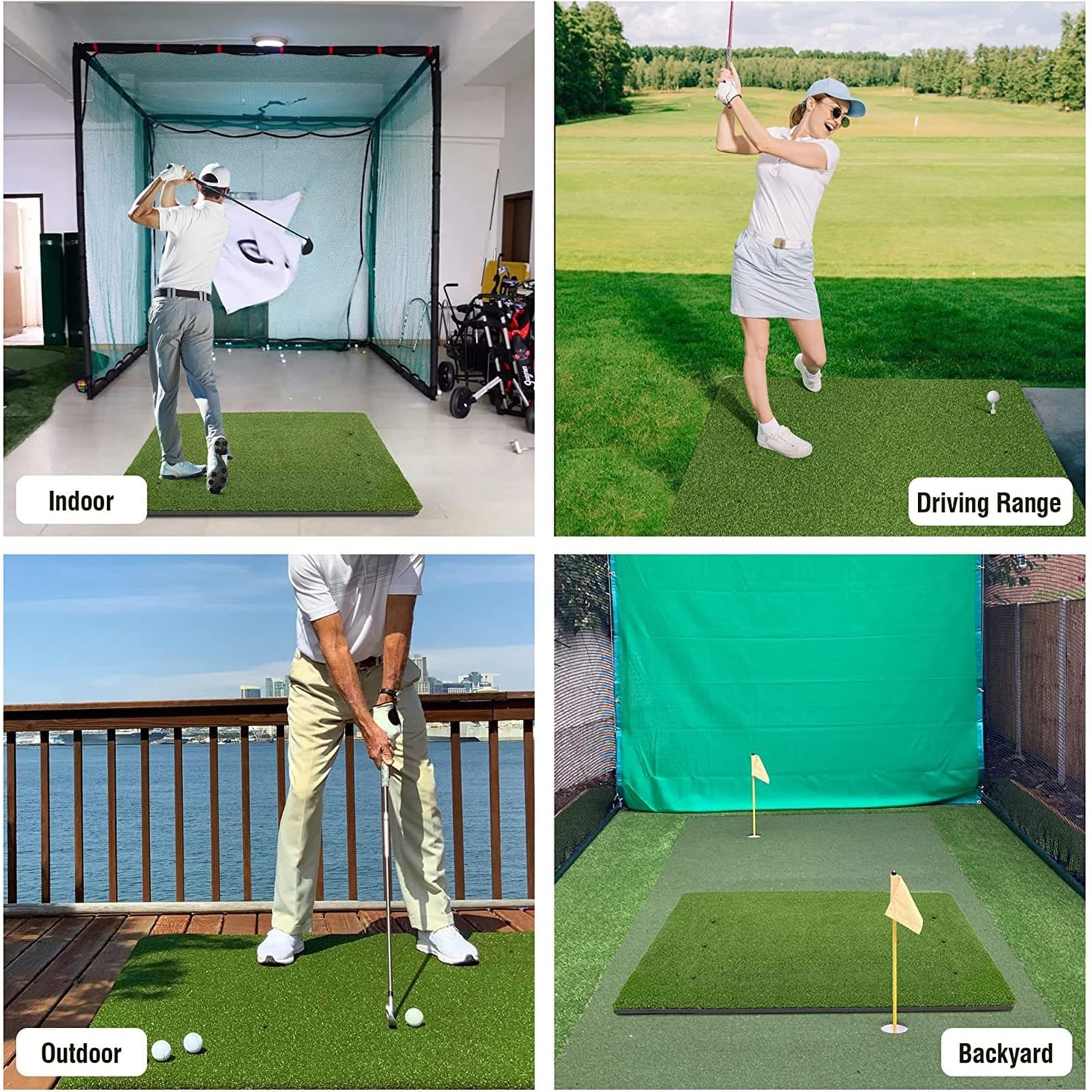Golfmatte, Kunstrasen-Golf-Übungsmatte, 10 mm Dicke Golf-Schlagmatte mit 10 Golfbällen, für Hinterhof-Chipping-Training im Innen- und Außenbereich, 4 Größen