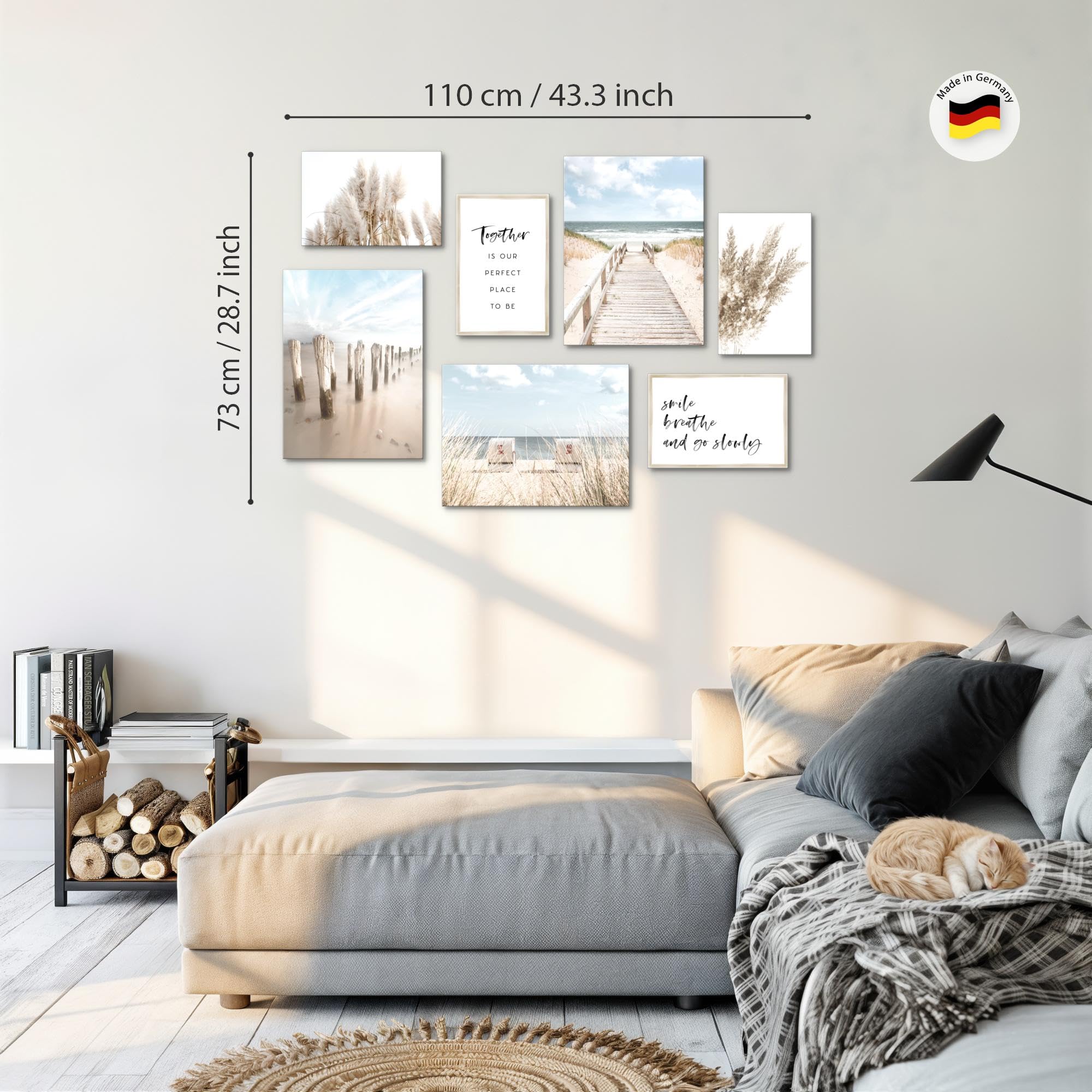 Novart Set Cuadros Decorativos - COMPLETAMENTE LISTO PARA COLGAR - Imágenes - Playa mar boho - 7 Partes - N007871a
