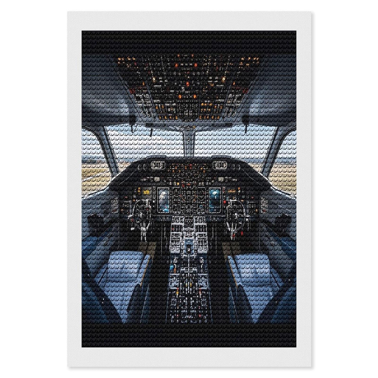 FekiLoot Airplane Cockpit Diamond Painting Kits for Beginners DIY Diamond Art Kits for Adults Full Drill Round Diamond Dot Gem Art Painting Fun DIY Crafts for Home Kitchen Wall Decor Gift 8"x12"