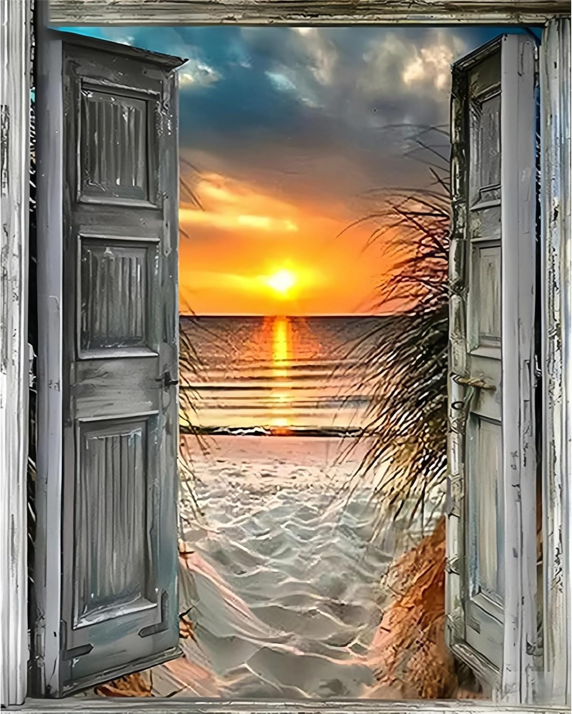 Nianxi Sunset Diy Paint By Numbers Kits For Adults,Painting Kit On Canvas, Color By Numbers,Large Adult Window Paint By Number For Home Wall Decor,Gifts (Sunset)