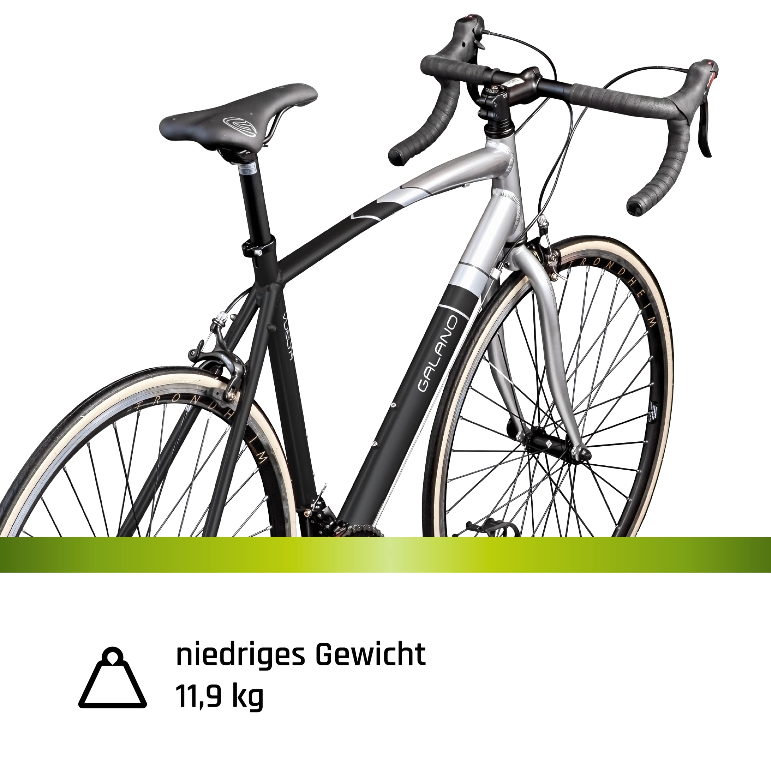 Galano Vuelta STI Rennrad für Damen und Herren ab 150 cm, 28 Zoll mit 14 Fach Fahrrad Schaltung Road Bike, Pedale mit Pedalhaken, Rennfahrrad mit schmalen Reifen