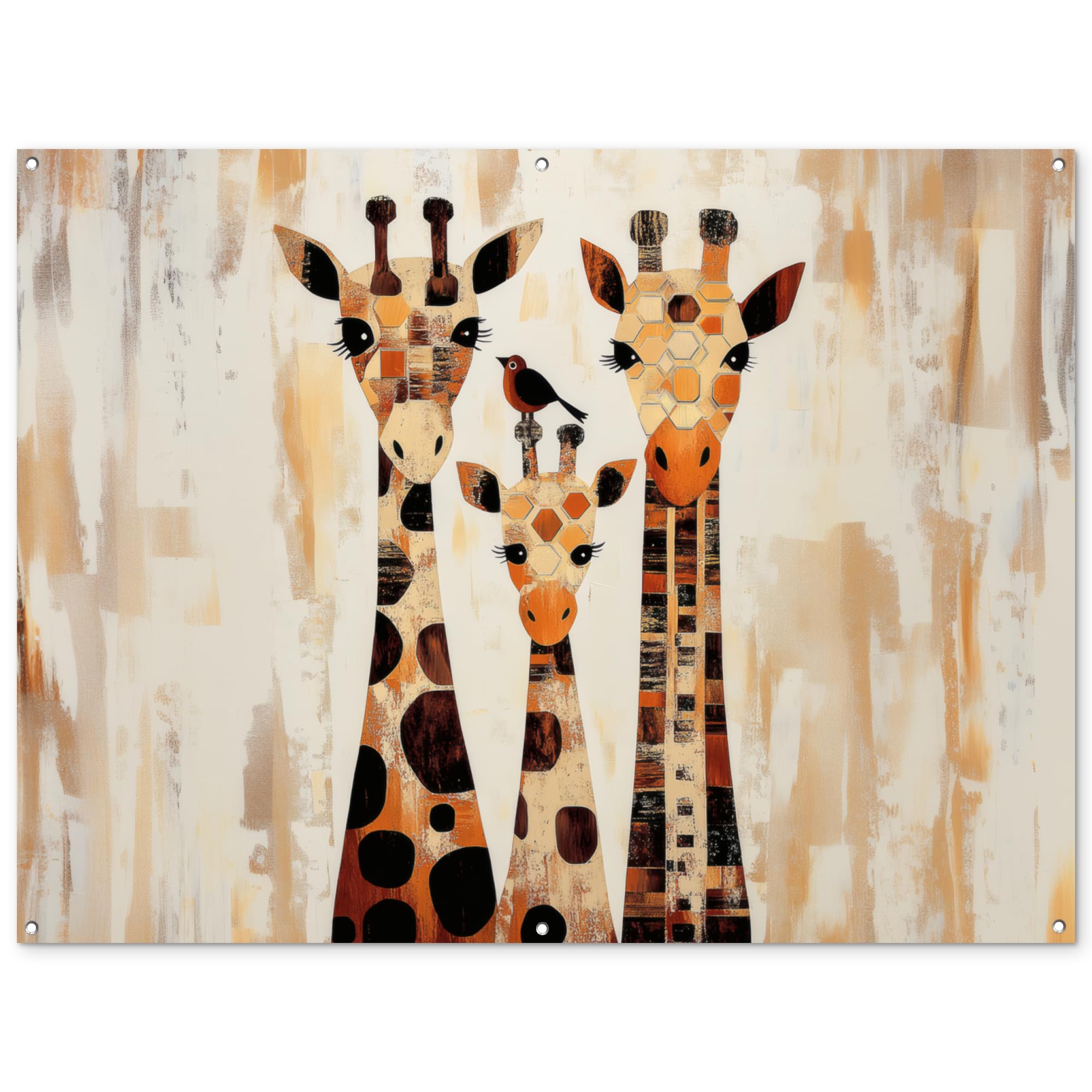 MuchoWow© Garden Poster 62"x47" / 160x120 cm Wall Decor Posters Balcony Accessories Outdoor Decorations Gardens Outside Art Decoration Giraffes - Cartoon - Cream