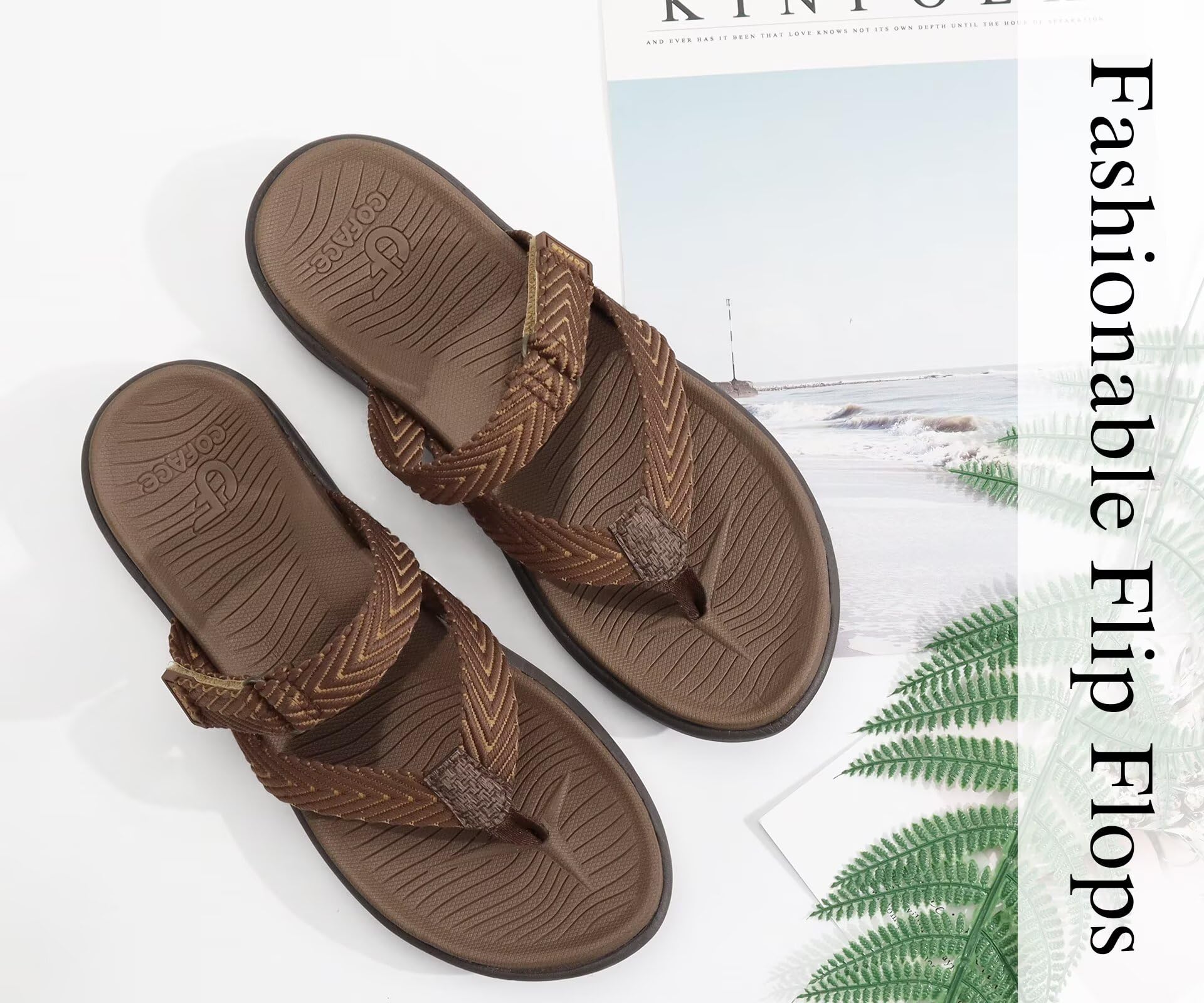 COFACE Ortopedici Infradito Donna Estive Spiaggia Piscina Sandali Comode Supporto Arco Plantare Memory Foam Flip Flop Aperte Leggere Eleganti Stoffa Ciabatte Antiscivolo Gomma Suole