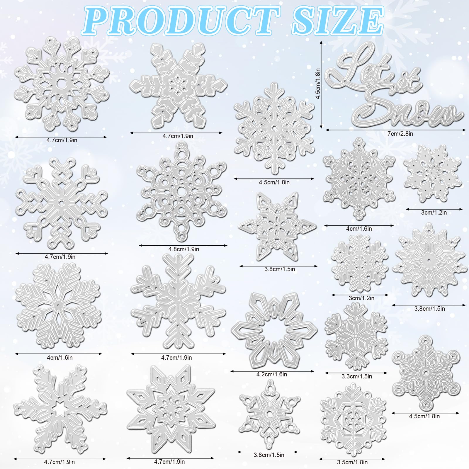 20 Stück Weihnachtsschneeflocken Metall Stanzformen Winter Urlaub Schnee Stanzformen Weihnachten saisonale Vorlage Prägung Handarbeit Handwerk für DIY Kartenherstellung Scrapbook Fotoalbum von