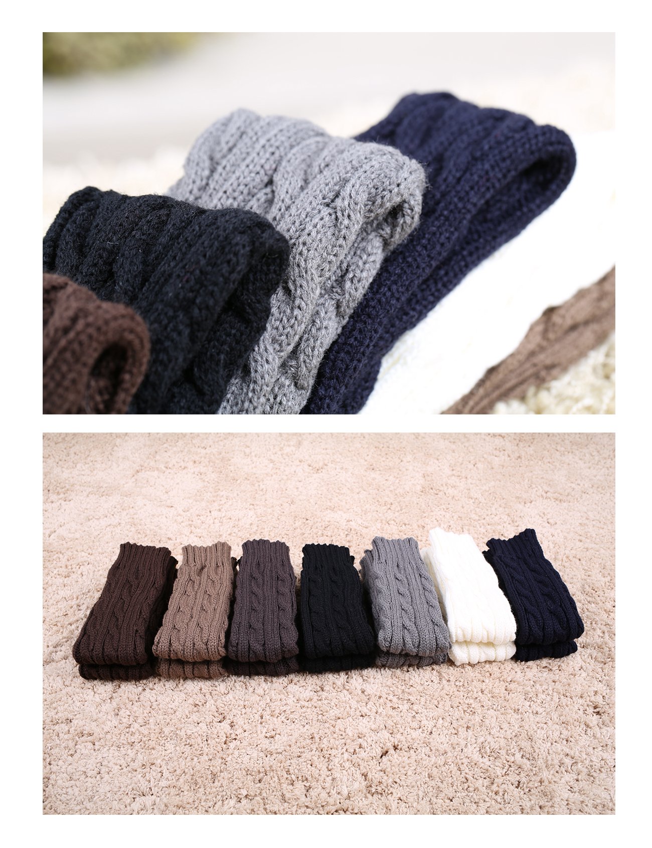 Legou Women's Long Fingerless Crochet Gloves with Thumb Hole Coffee One size