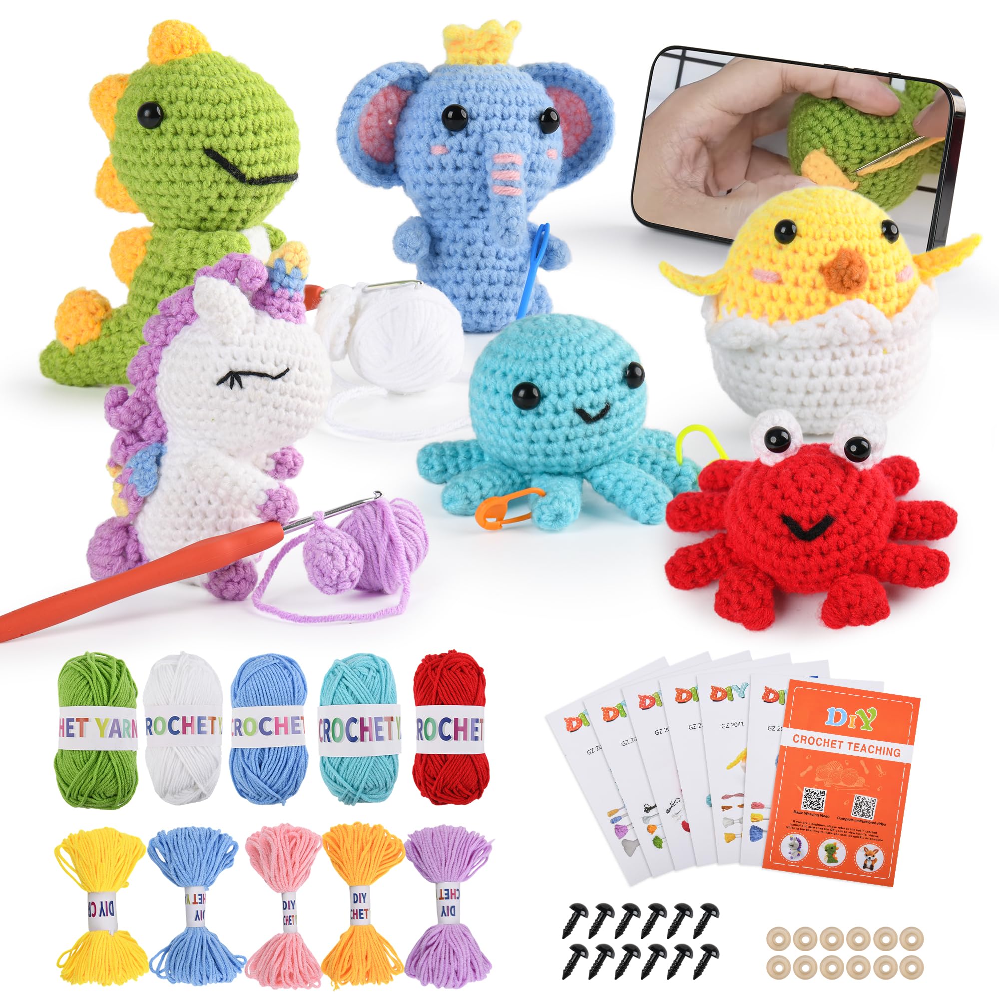 Amazon.com: MINGOMINGO Crochet Kit for Beginners Kids - 6 Animal